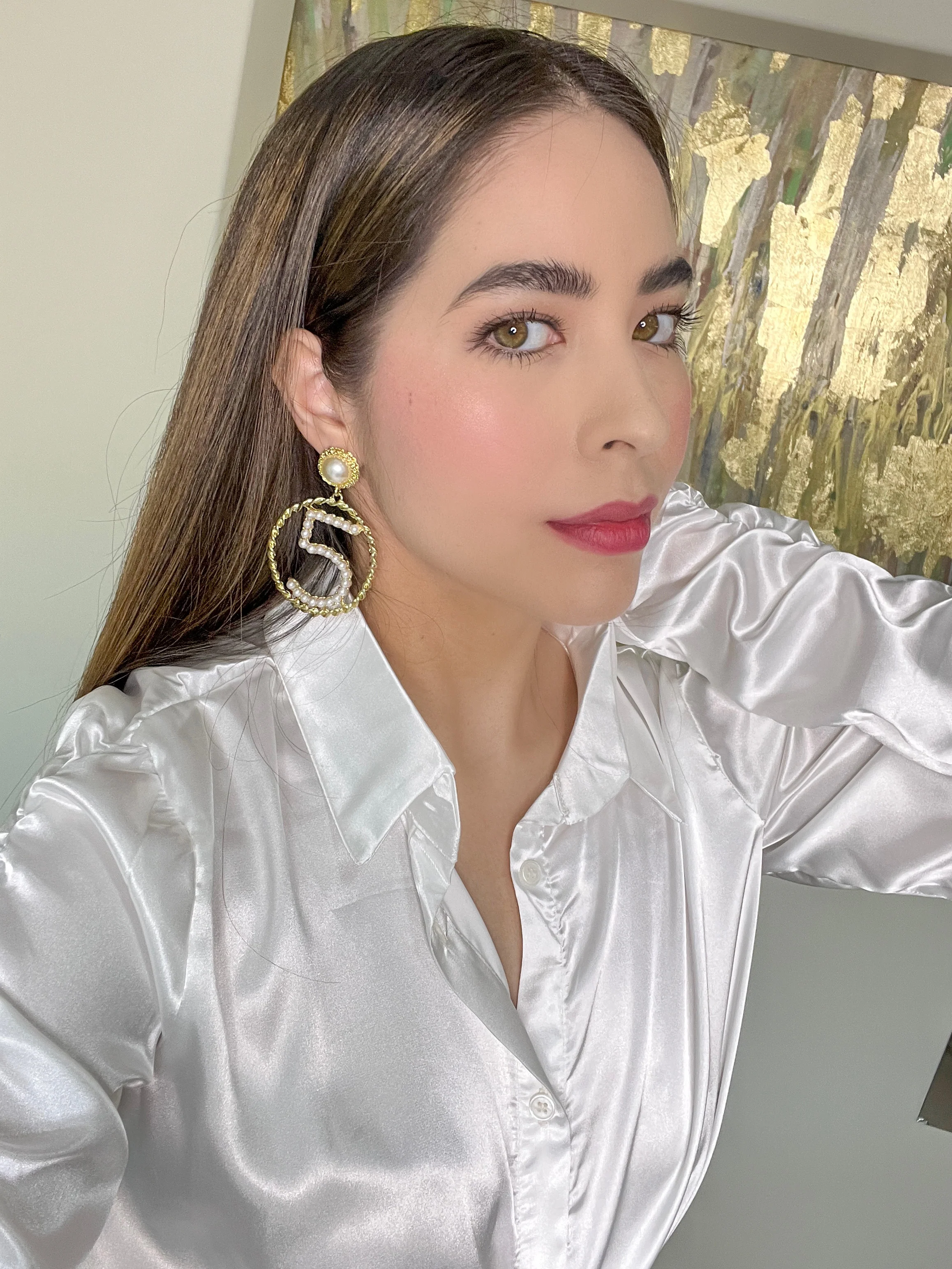 Aretes con perlas blancas