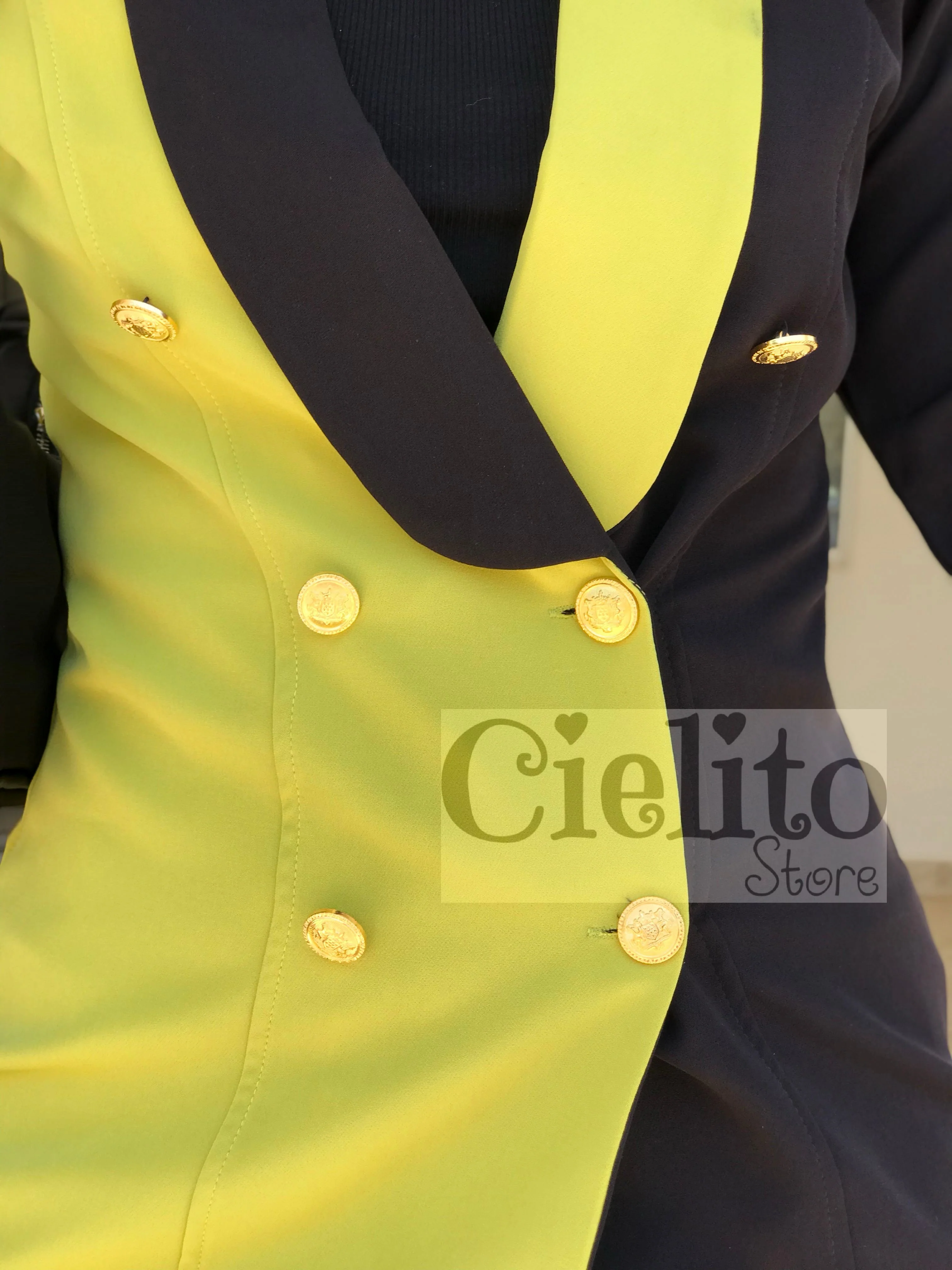 Blazer largo verde con negro - Image 3