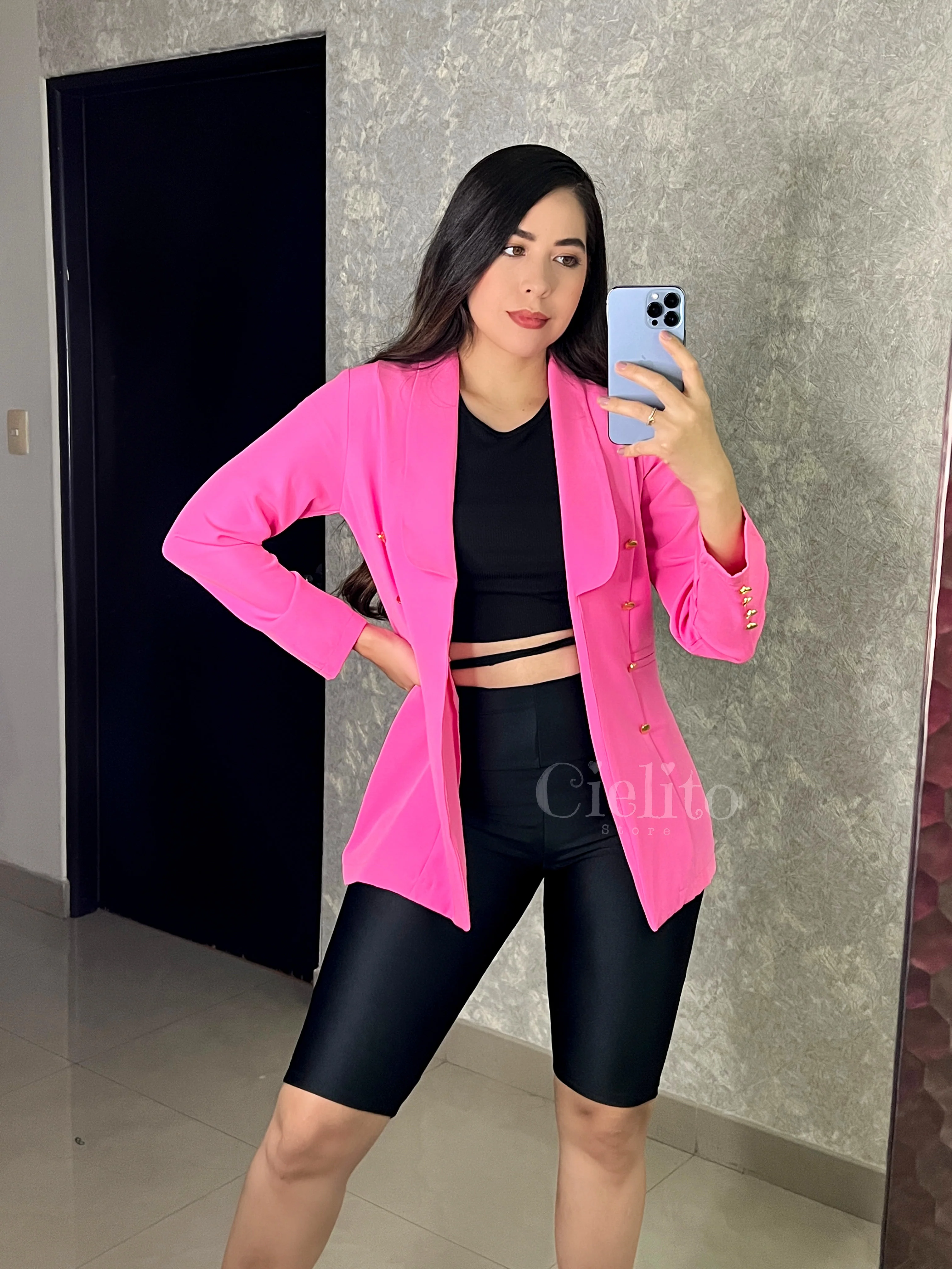 BLAZER ROSA CON BOTÓN DORADO - Image 3
