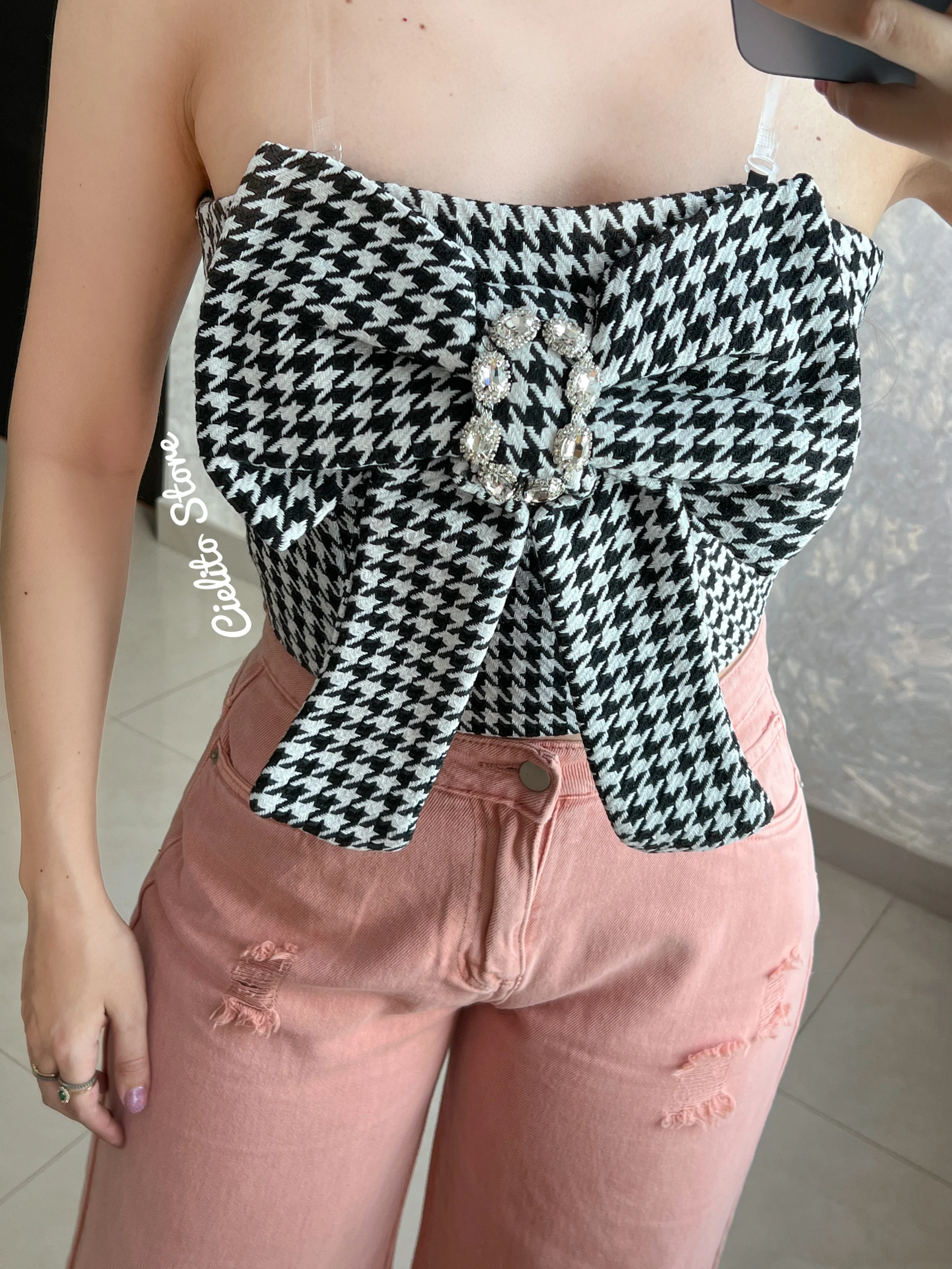 BLUSA FE MOÑITO BLANCO Y NEGRO - Image 2