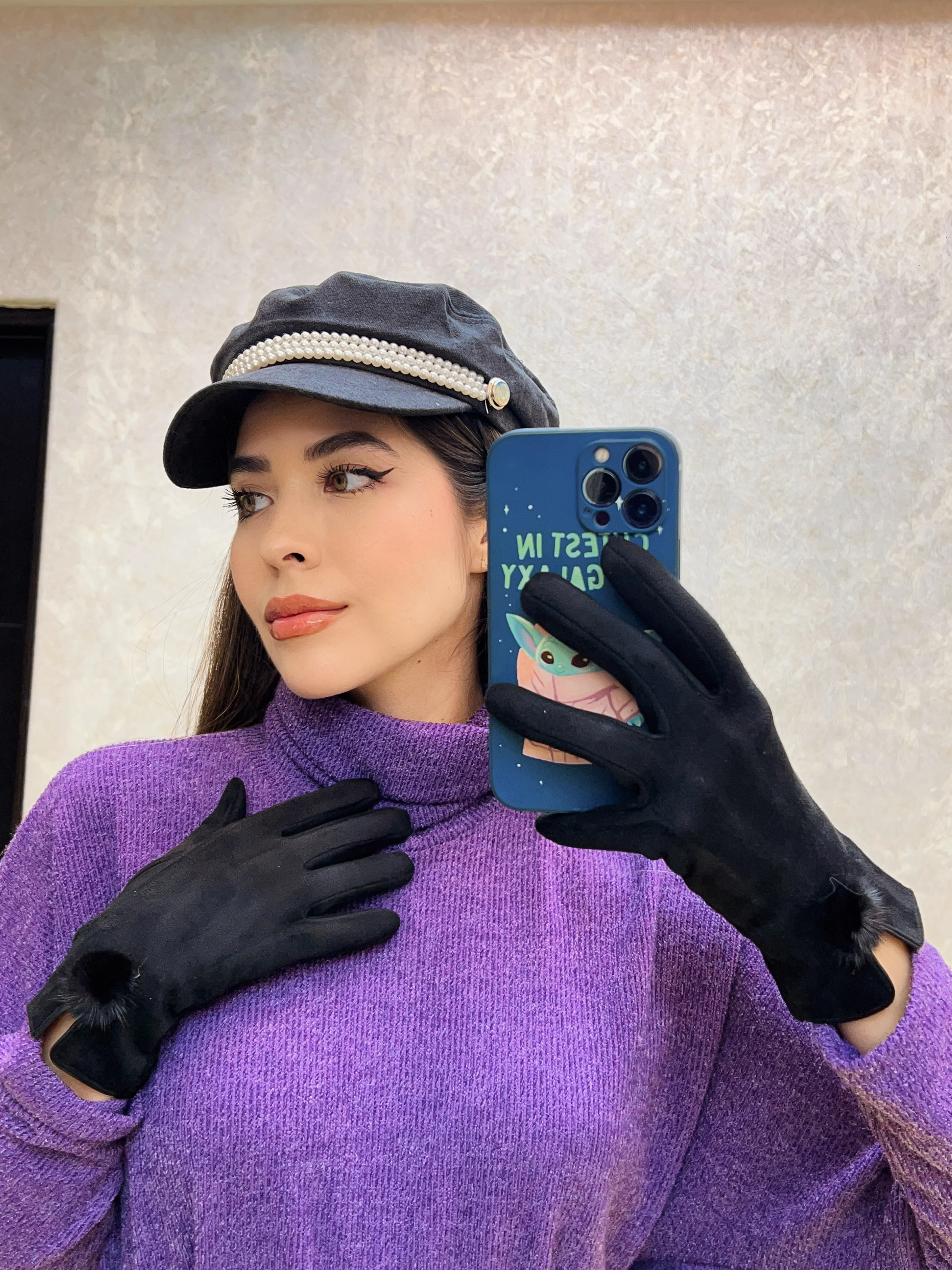 Boina negra  con Perlas - Image 2