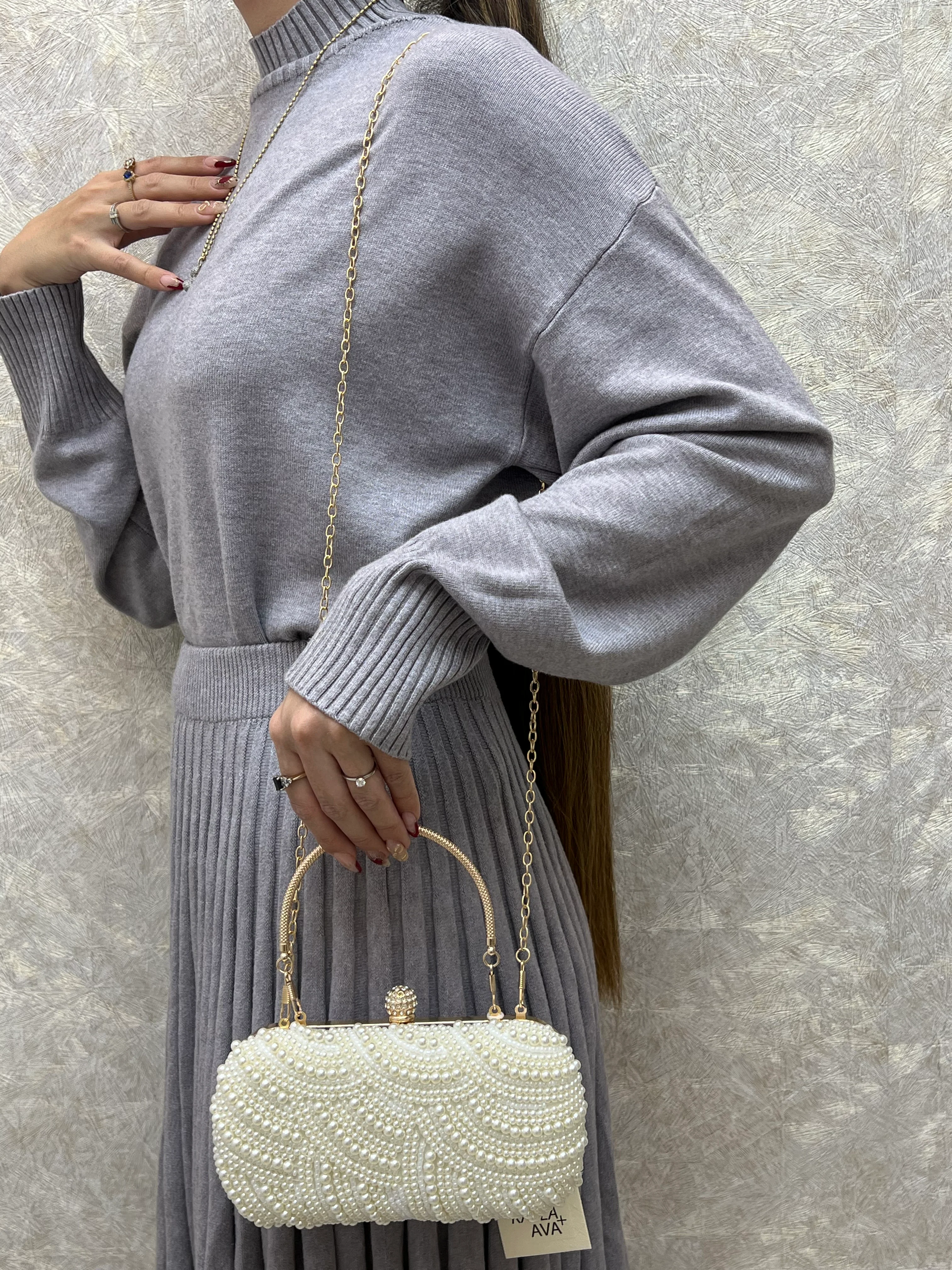 BOLSO RIGIDO CON PERLAS BLANCO - Image 4