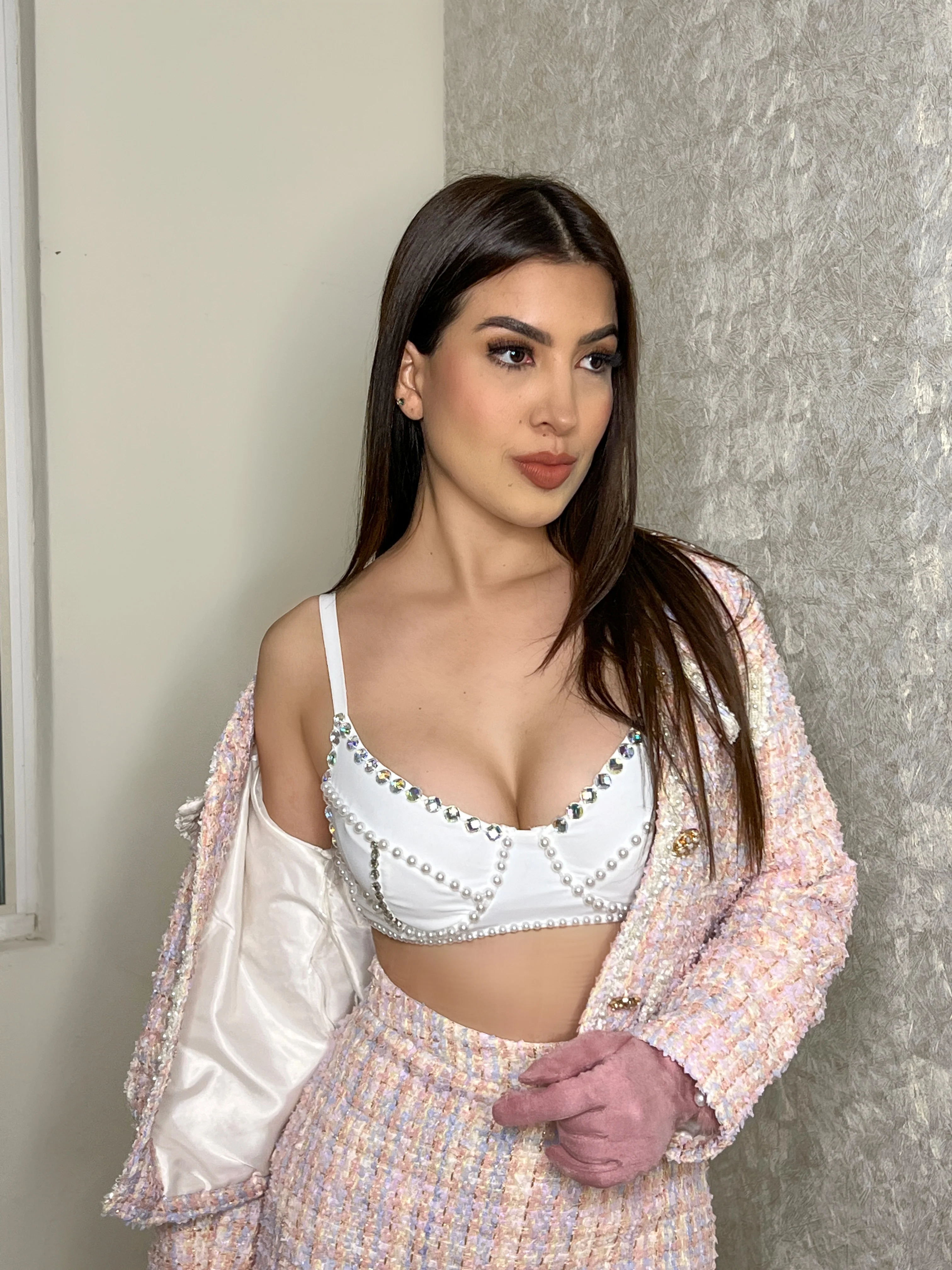Bralette blanco con perlas
