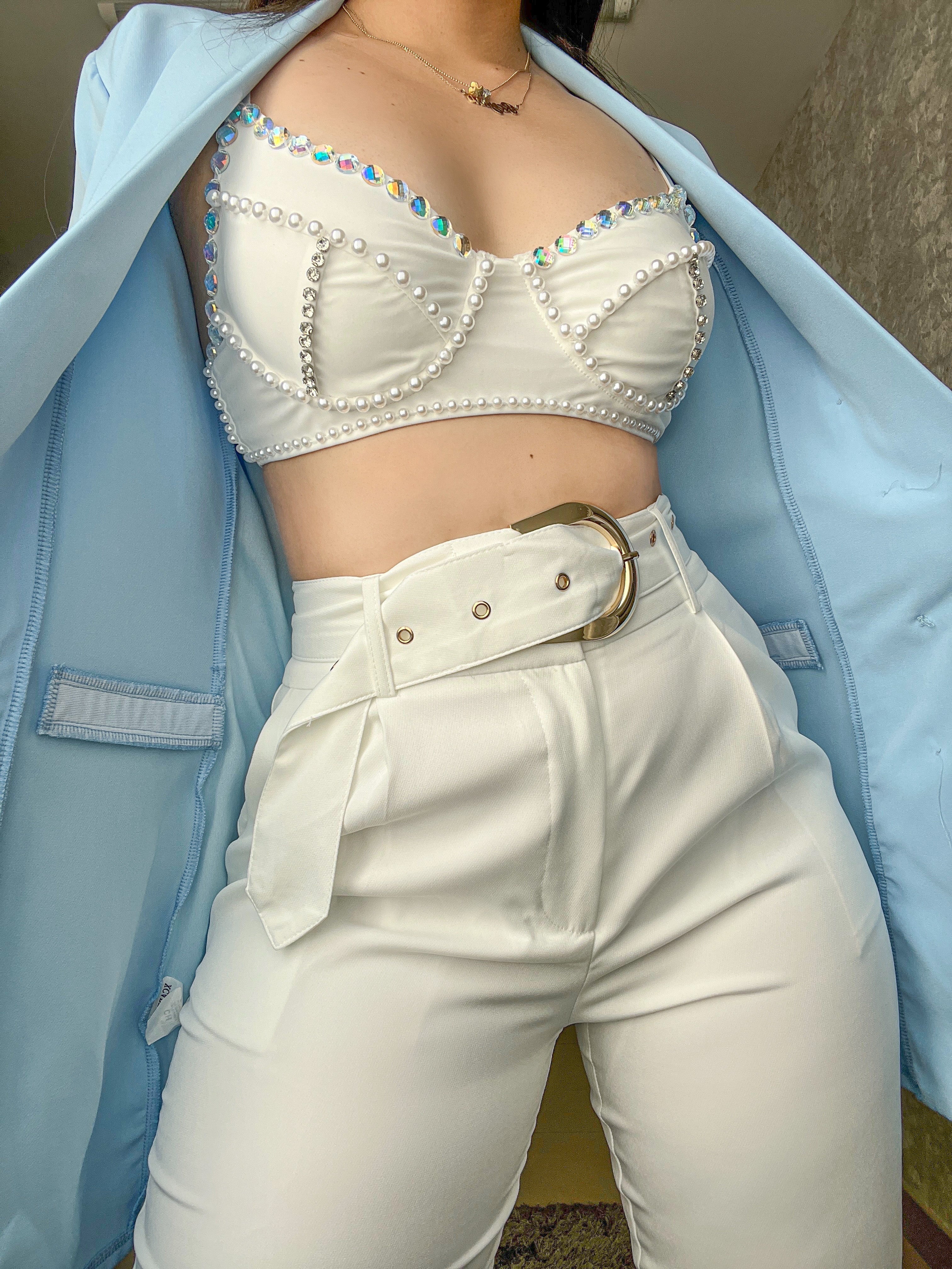Bralette blanco con perlas - Image 4