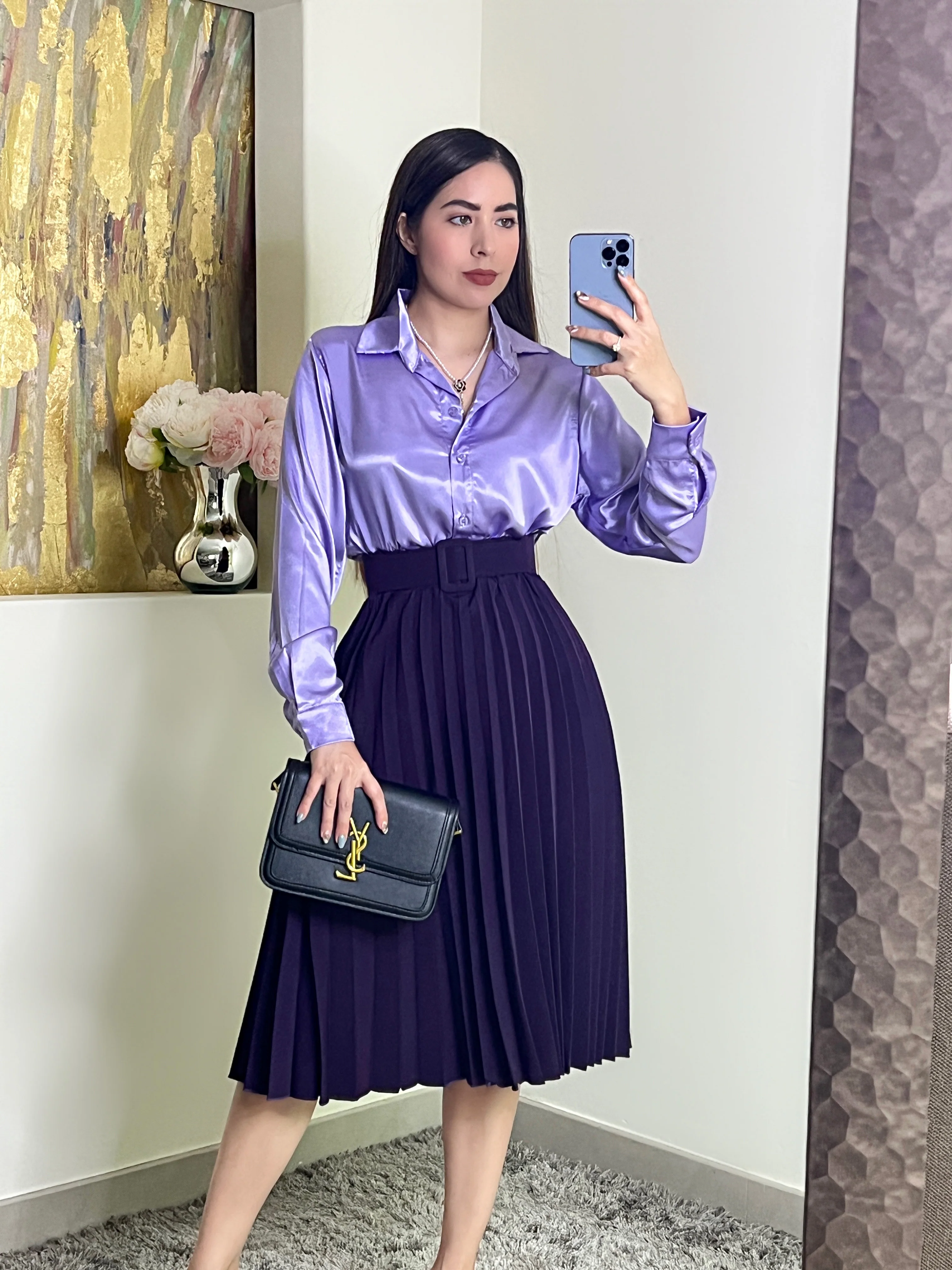 Camisa lila satinada - Image 2