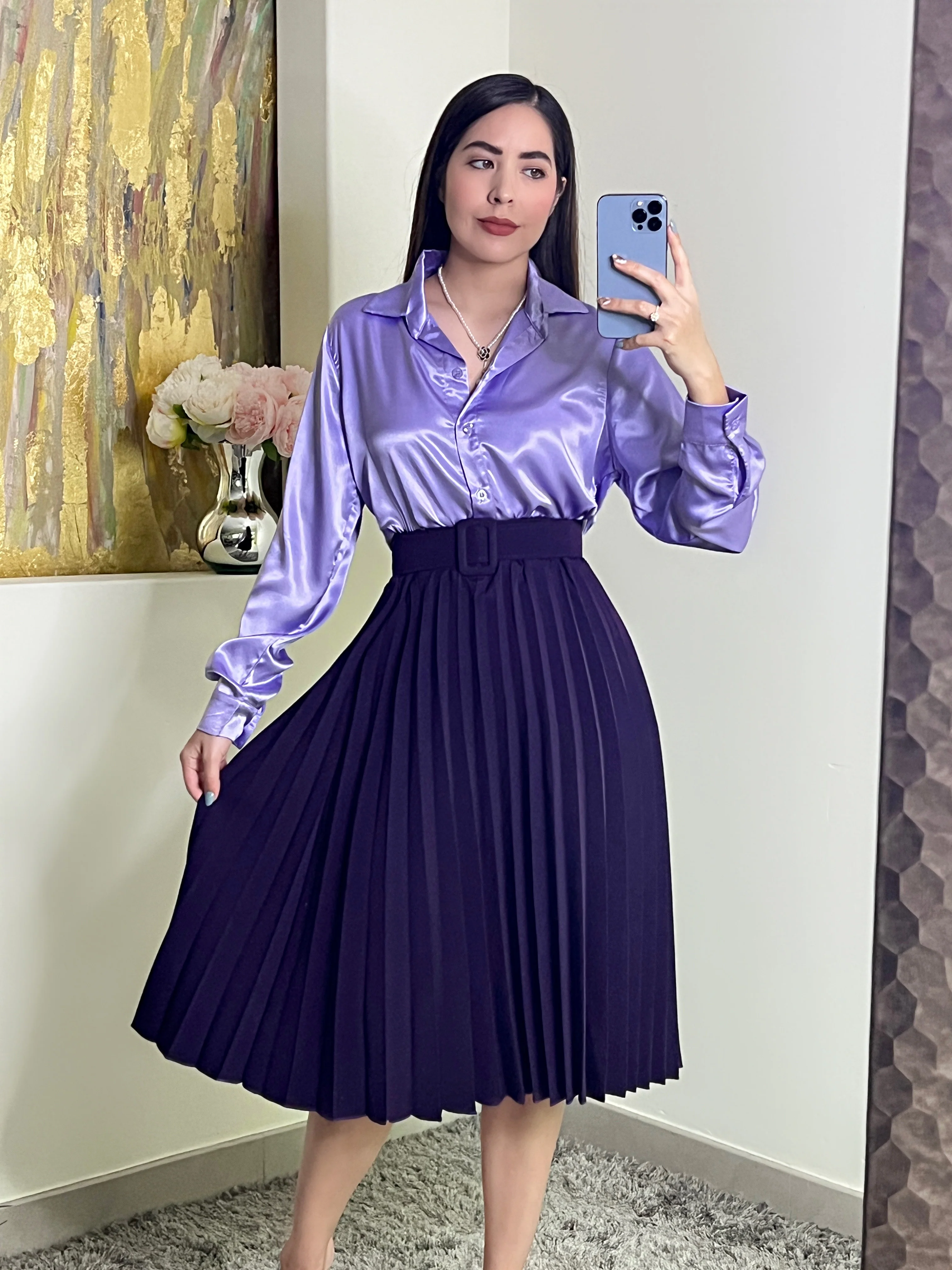 Camisa lila satinada - Image 4