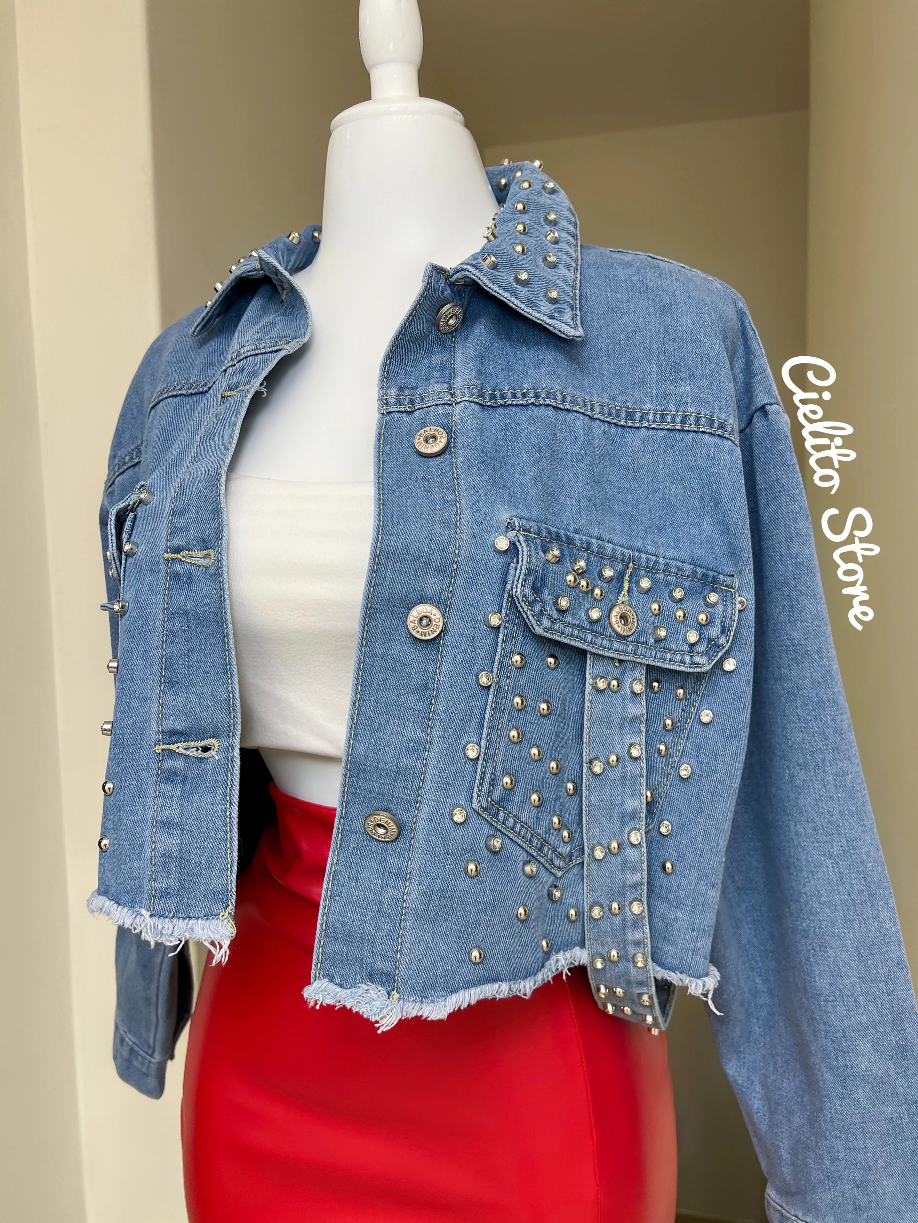 CHAQUETA MEZCLILLA CON PEDRERÍA - Image 3