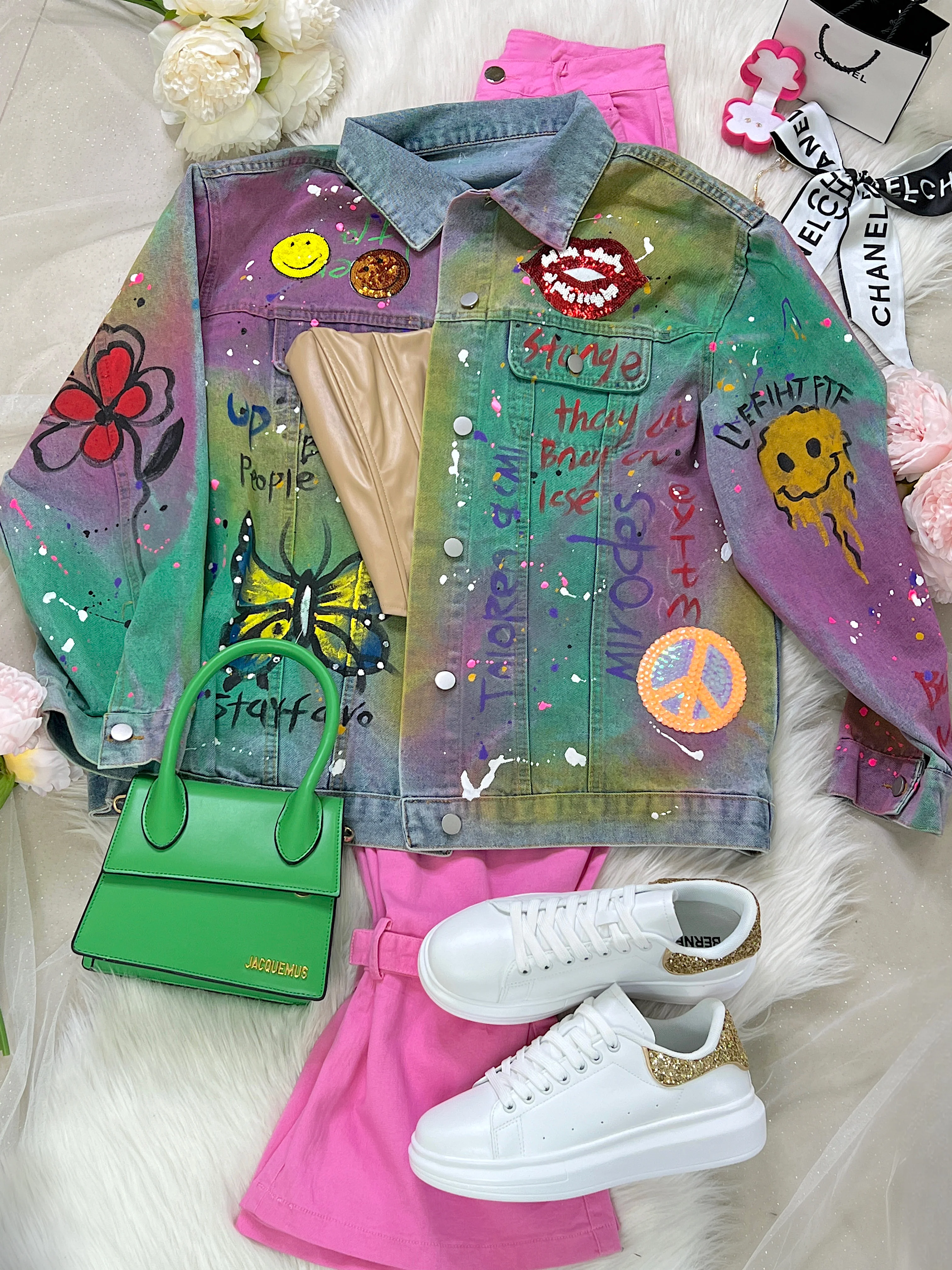 CHAQUETA DE MEZCLILLA PINTADA MARIPOSA - Image 3