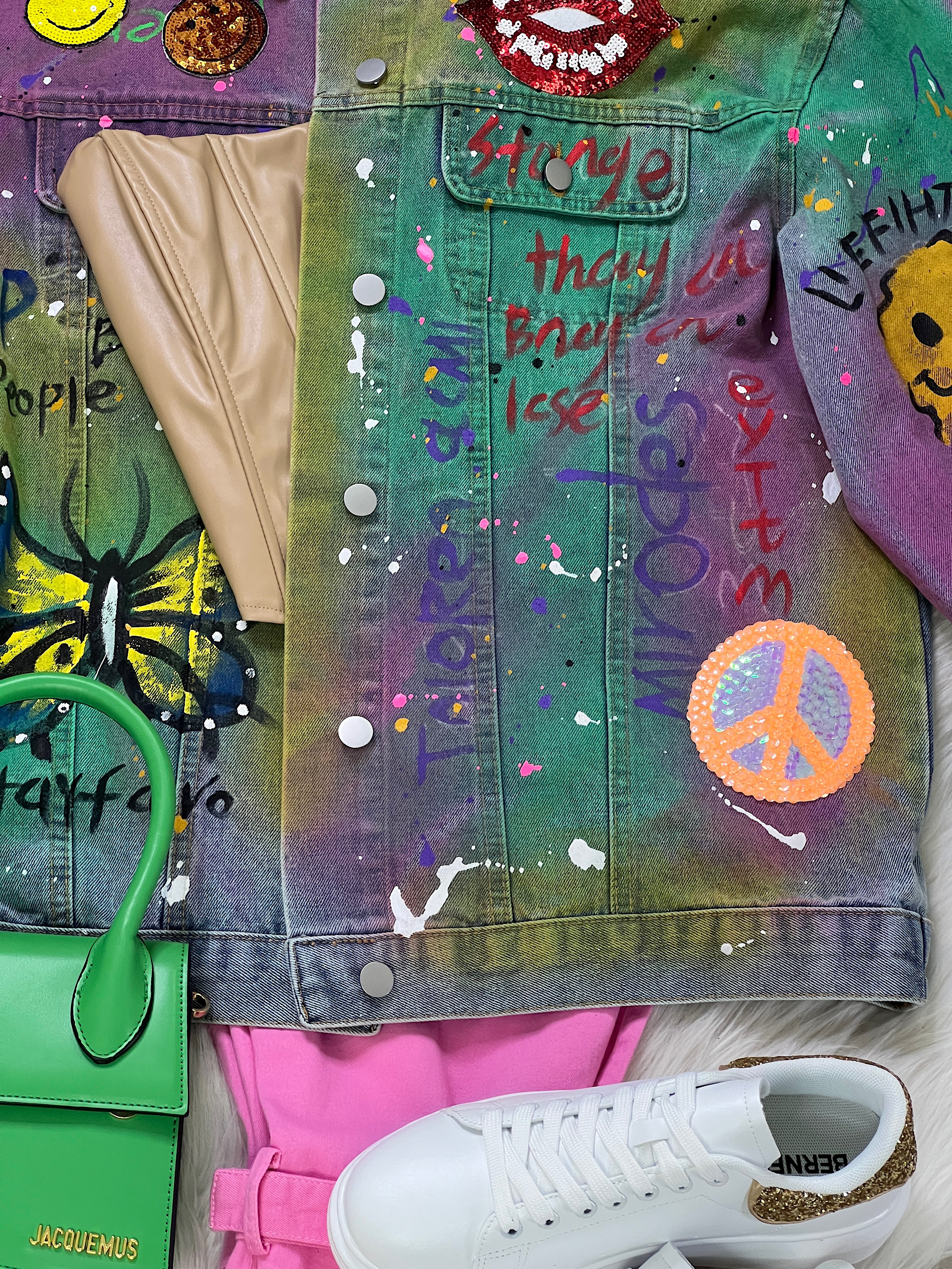 CHAQUETA DE MEZCLILLA PINTADA MARIPOSA - Image 4