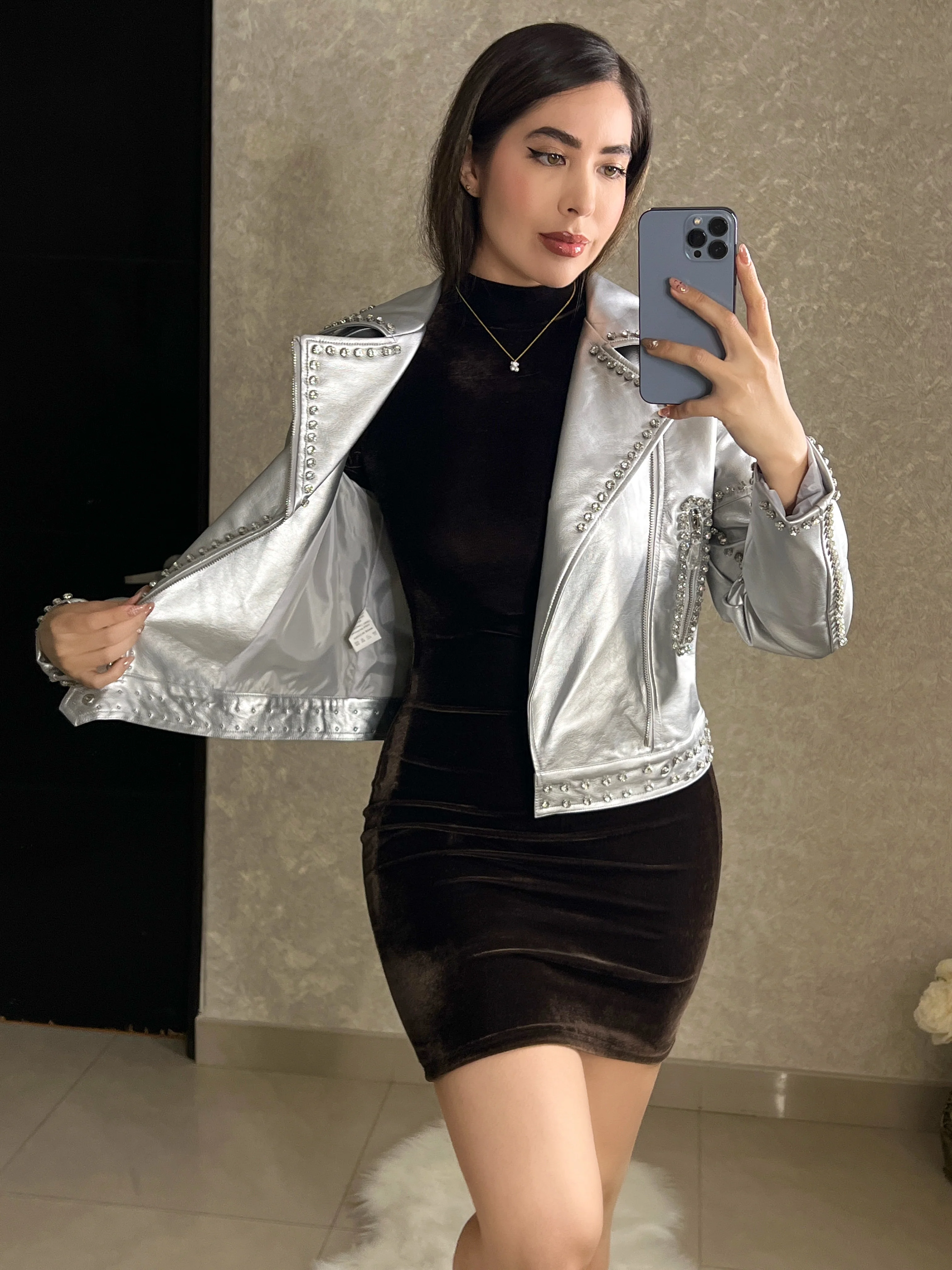 CHAQUETA PLATA CON PEDRERÍA - Image 2