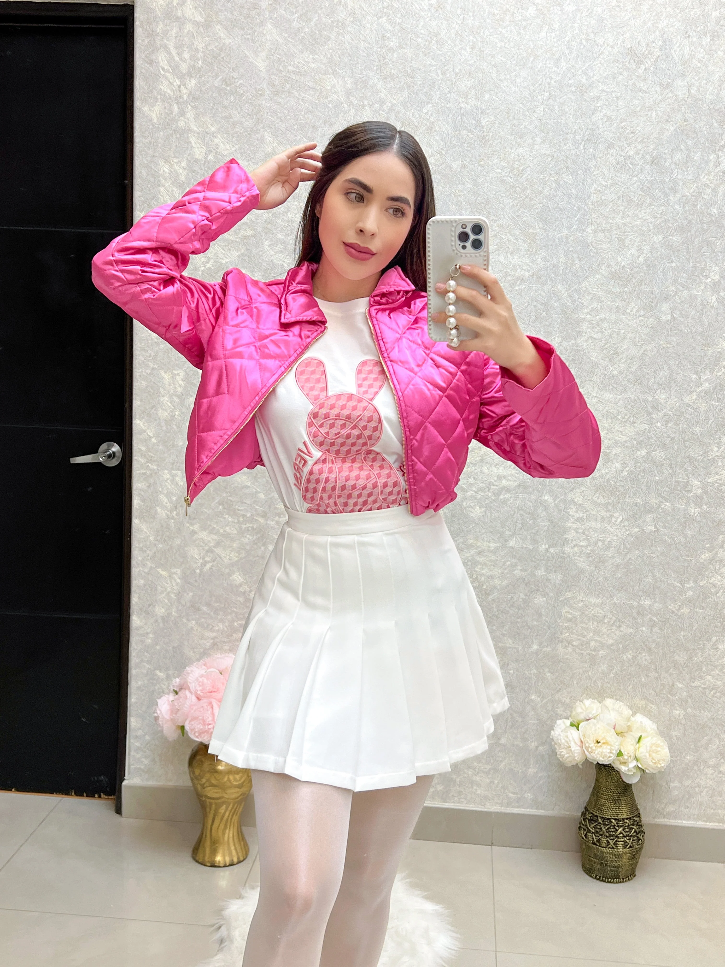 CHAQUETA ROSA CON COSTURAS - Image 2