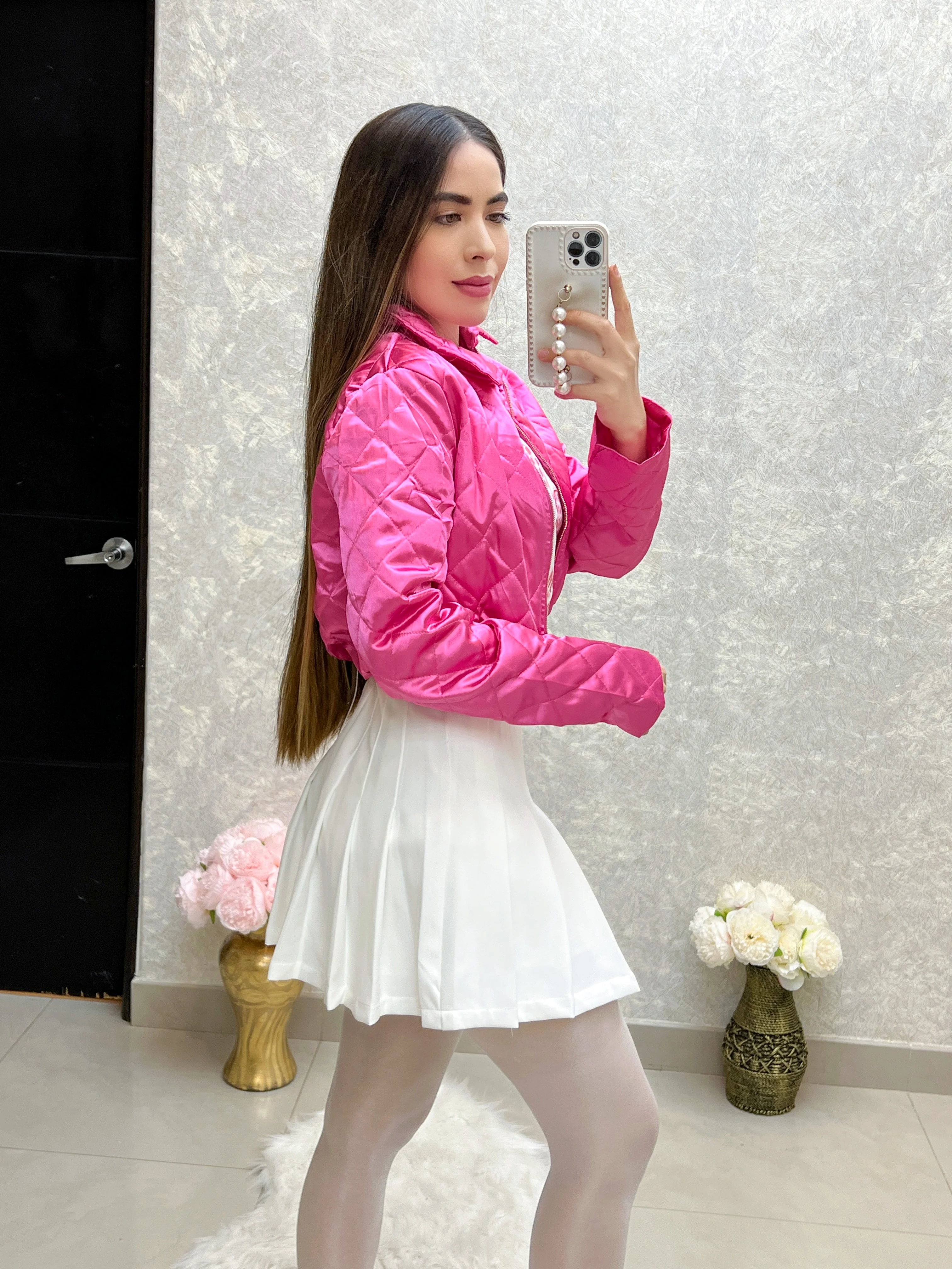 CHAQUETA ROSA CON COSTURAS - Image 3