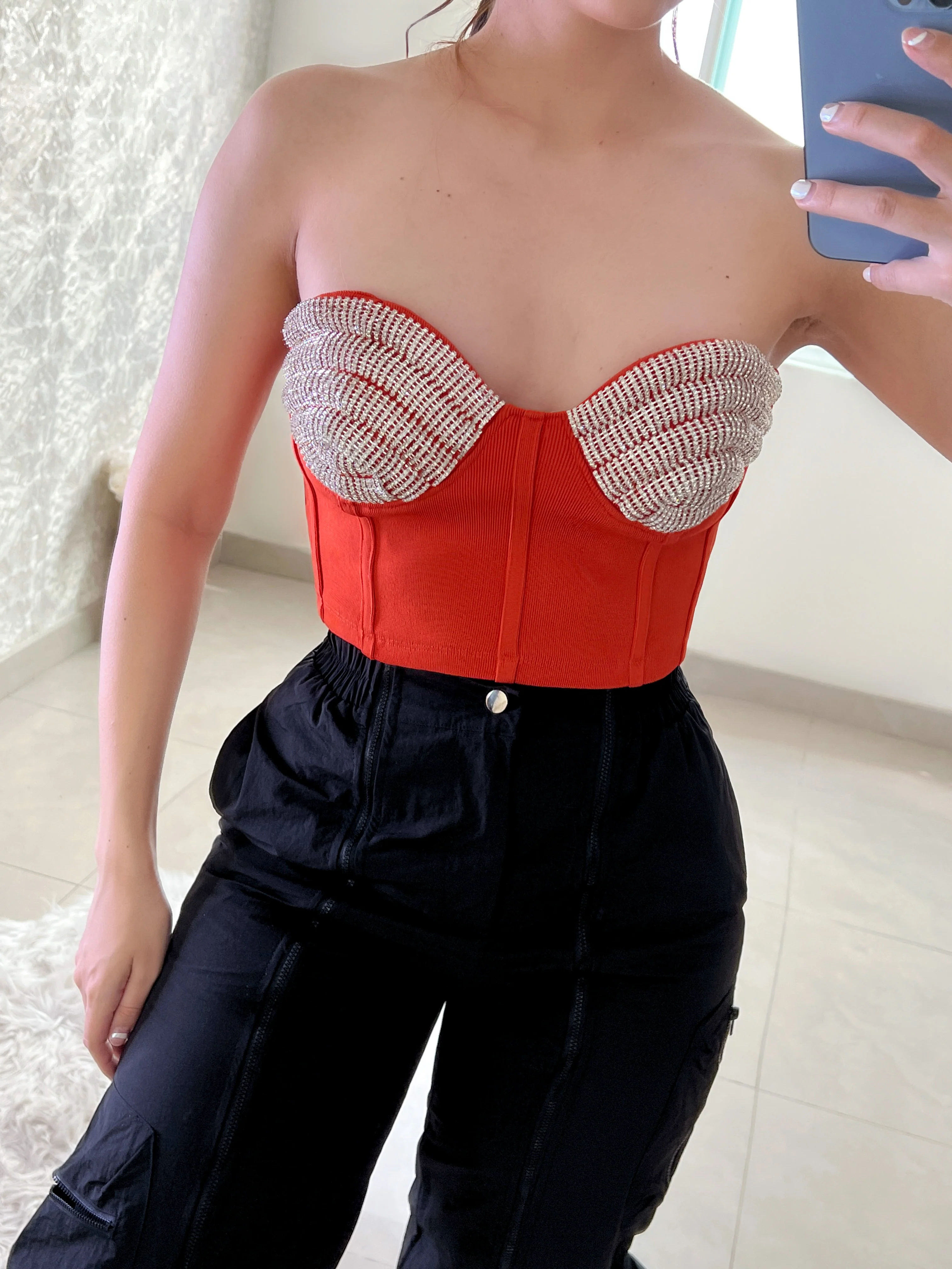 Corset NARANJA con pedrería - Image 2