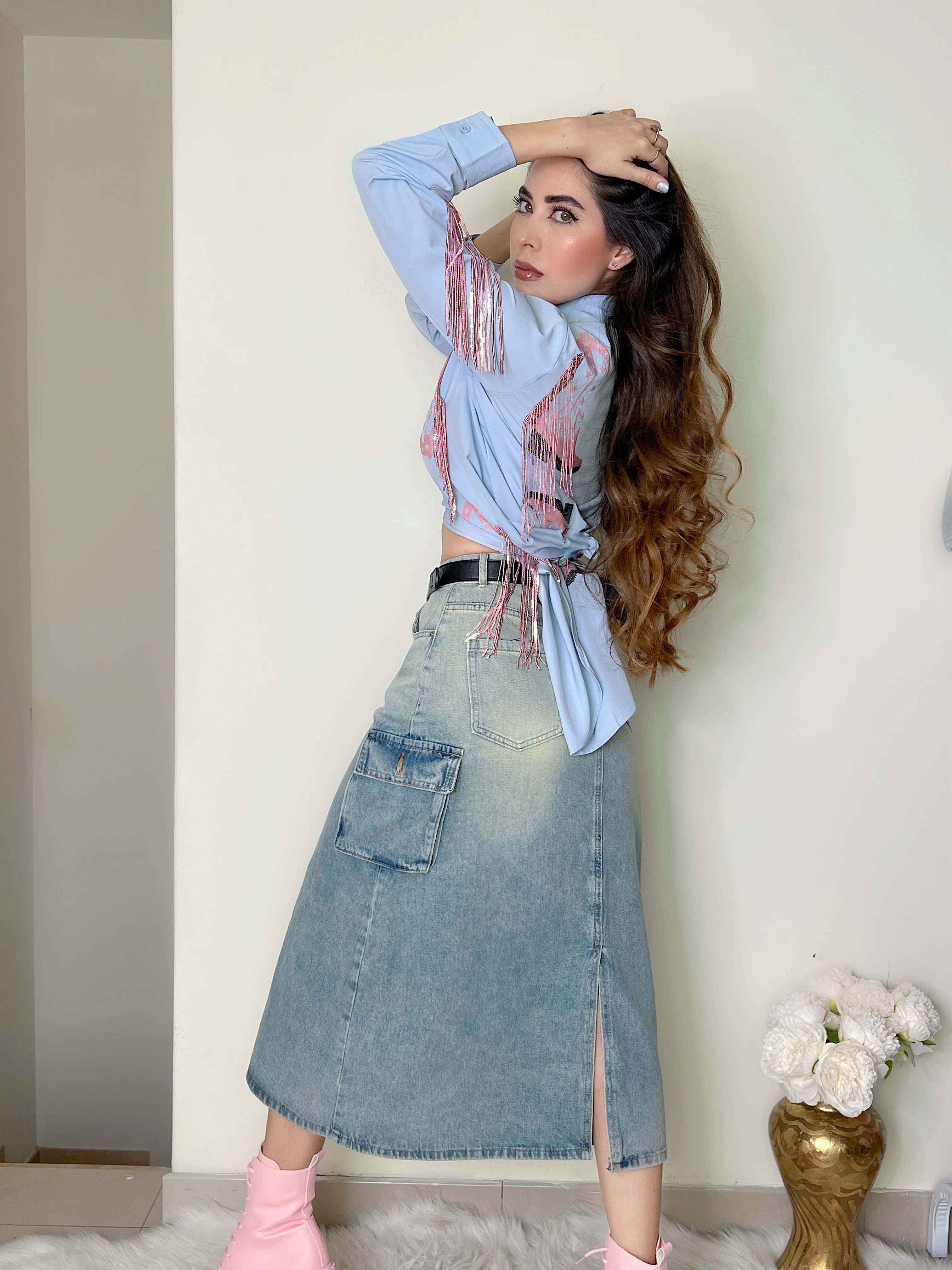 FALDA DENIM CARGO DEGRADADA - Image 4