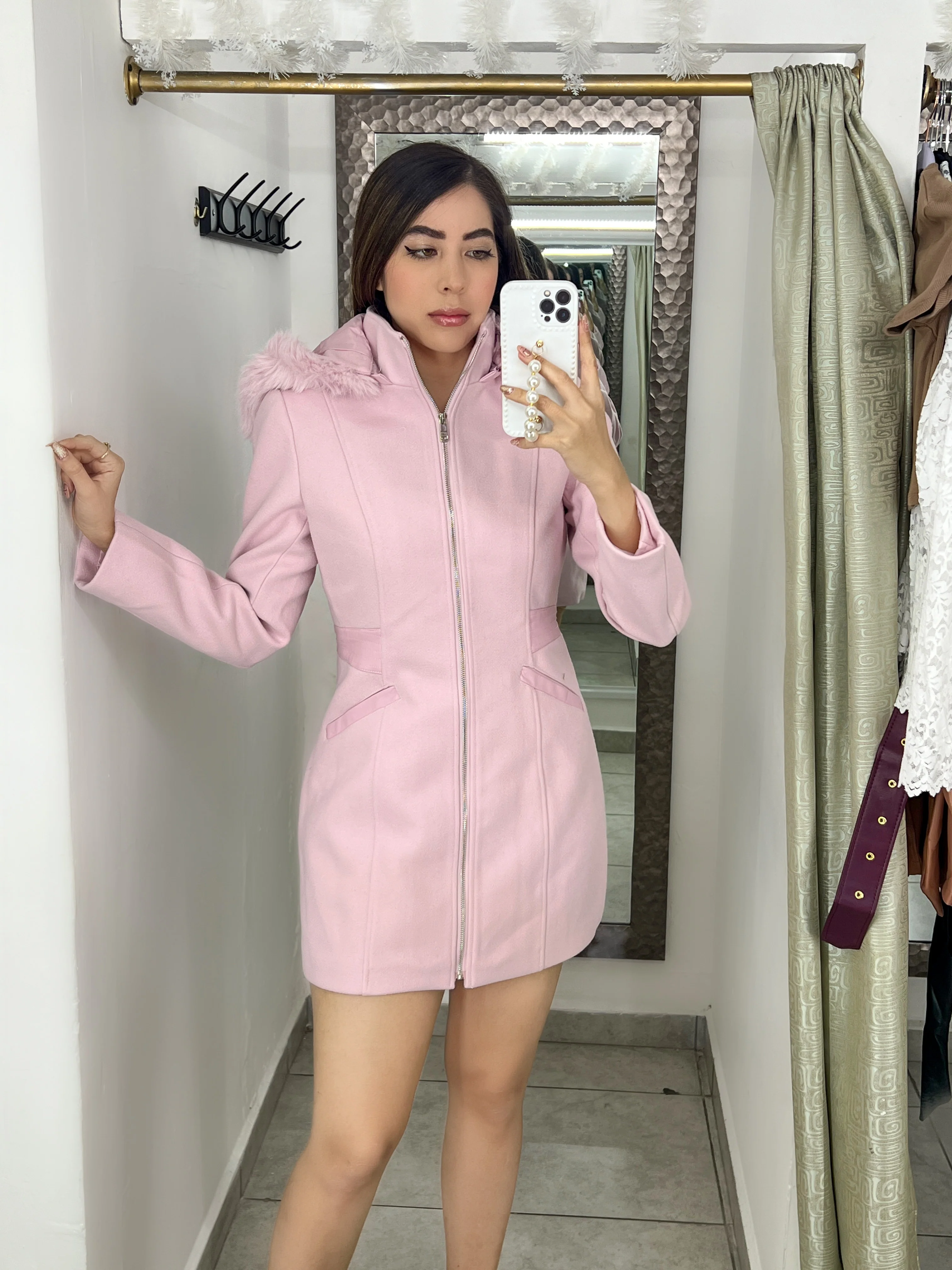 Gabardina rosa con gorro retirable - Image 3