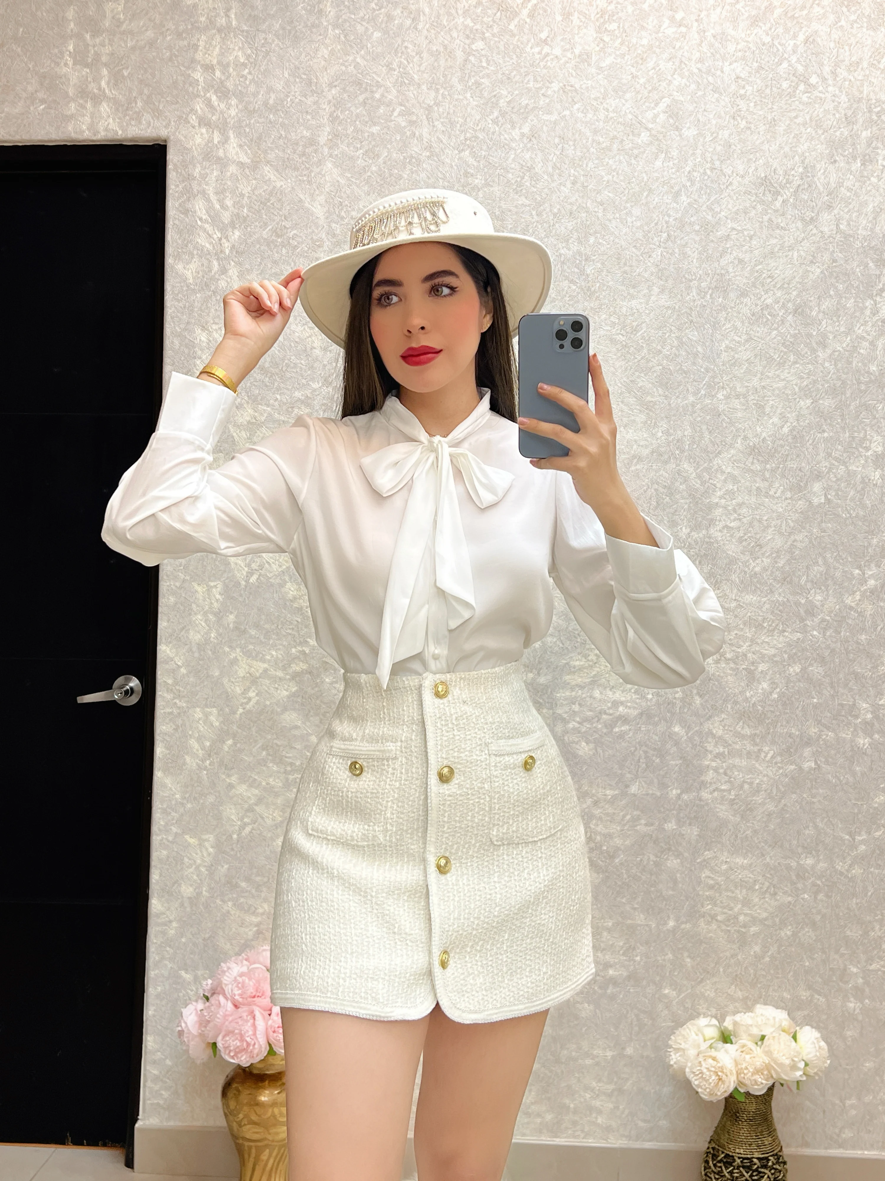 Sombrero blanco con pedrería - Image 6