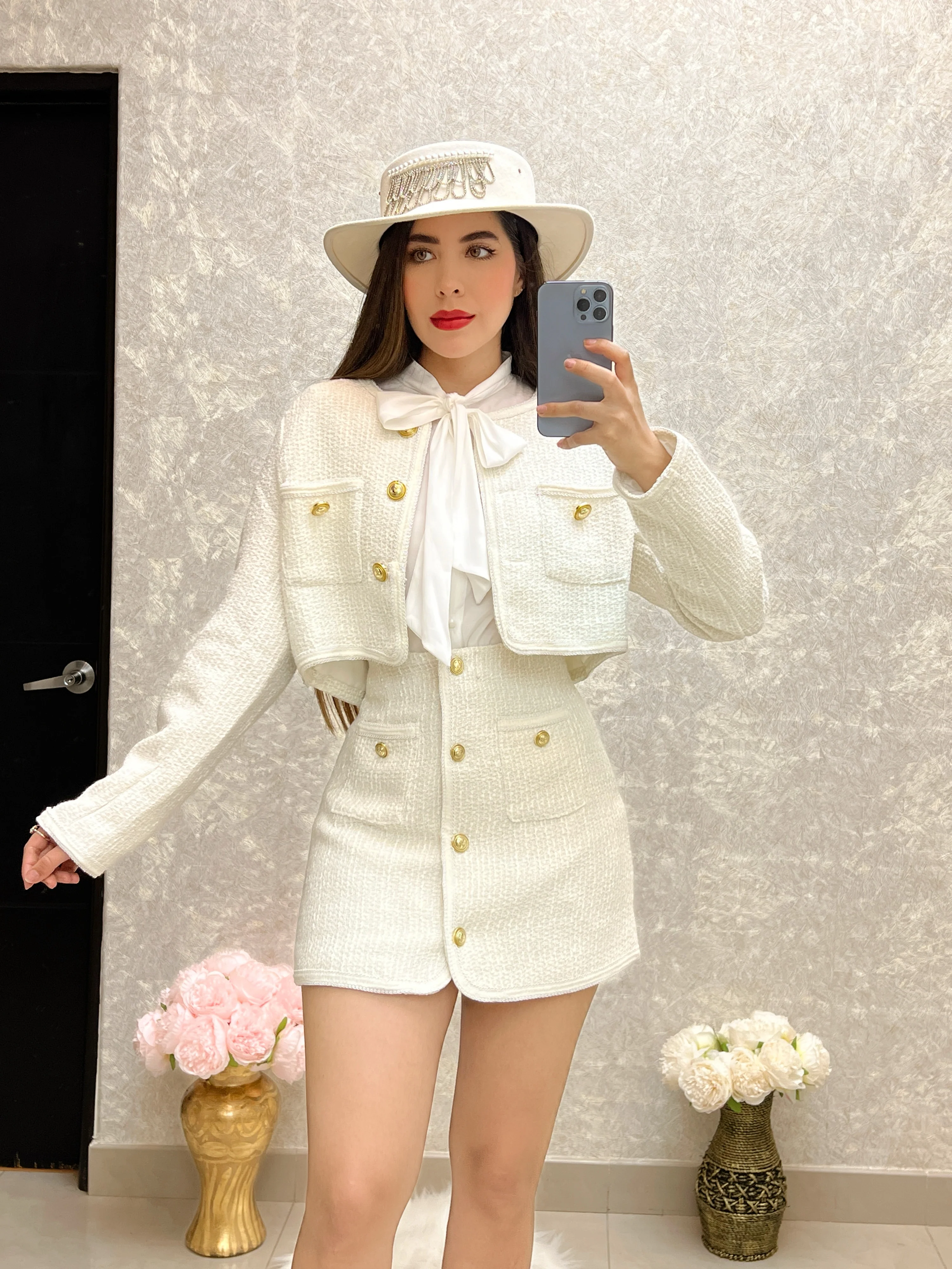 Sombrero blanco con pedrería - Image 8