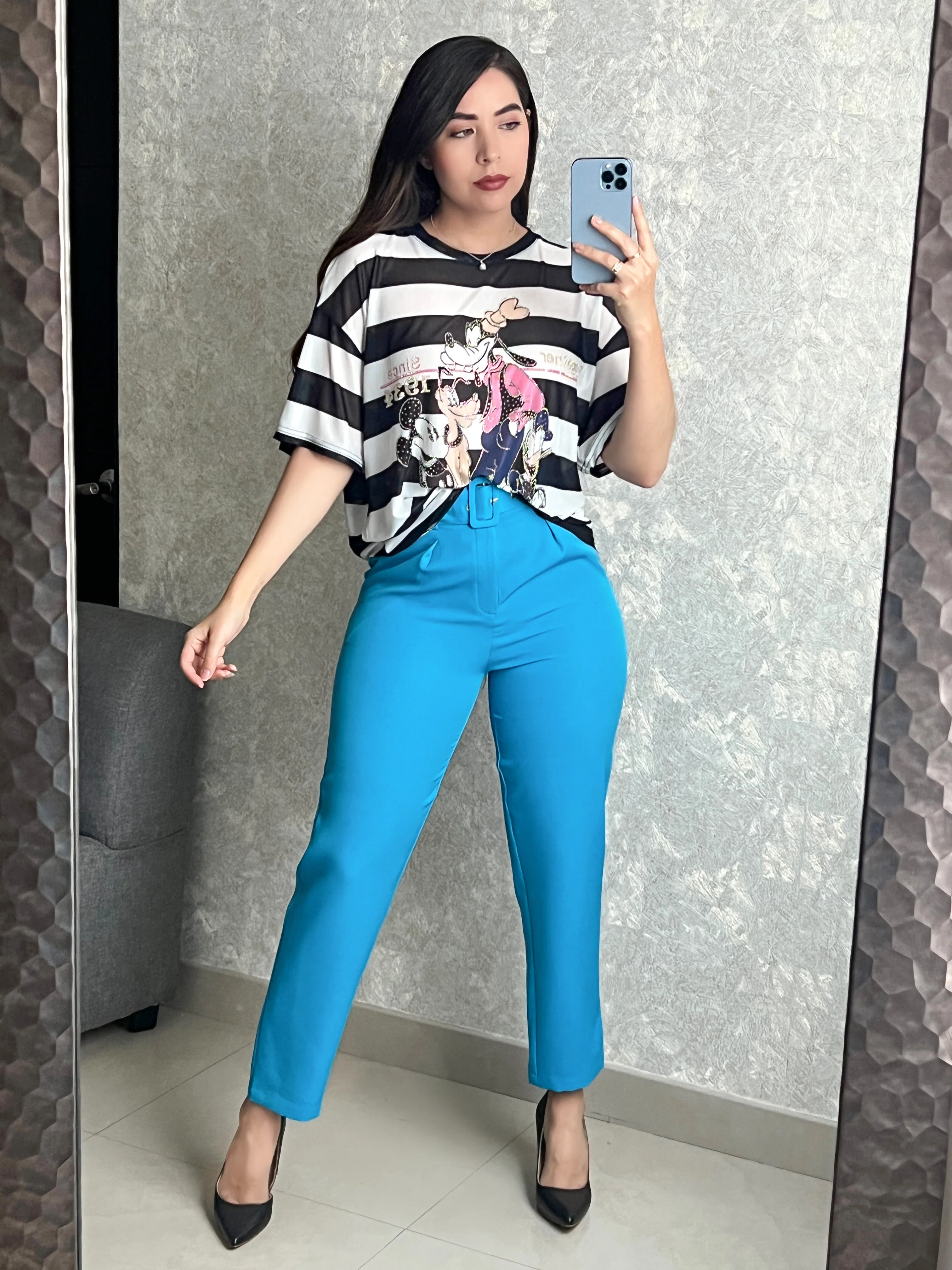 PANTALÓN AZUL CON CINTO - Image 2