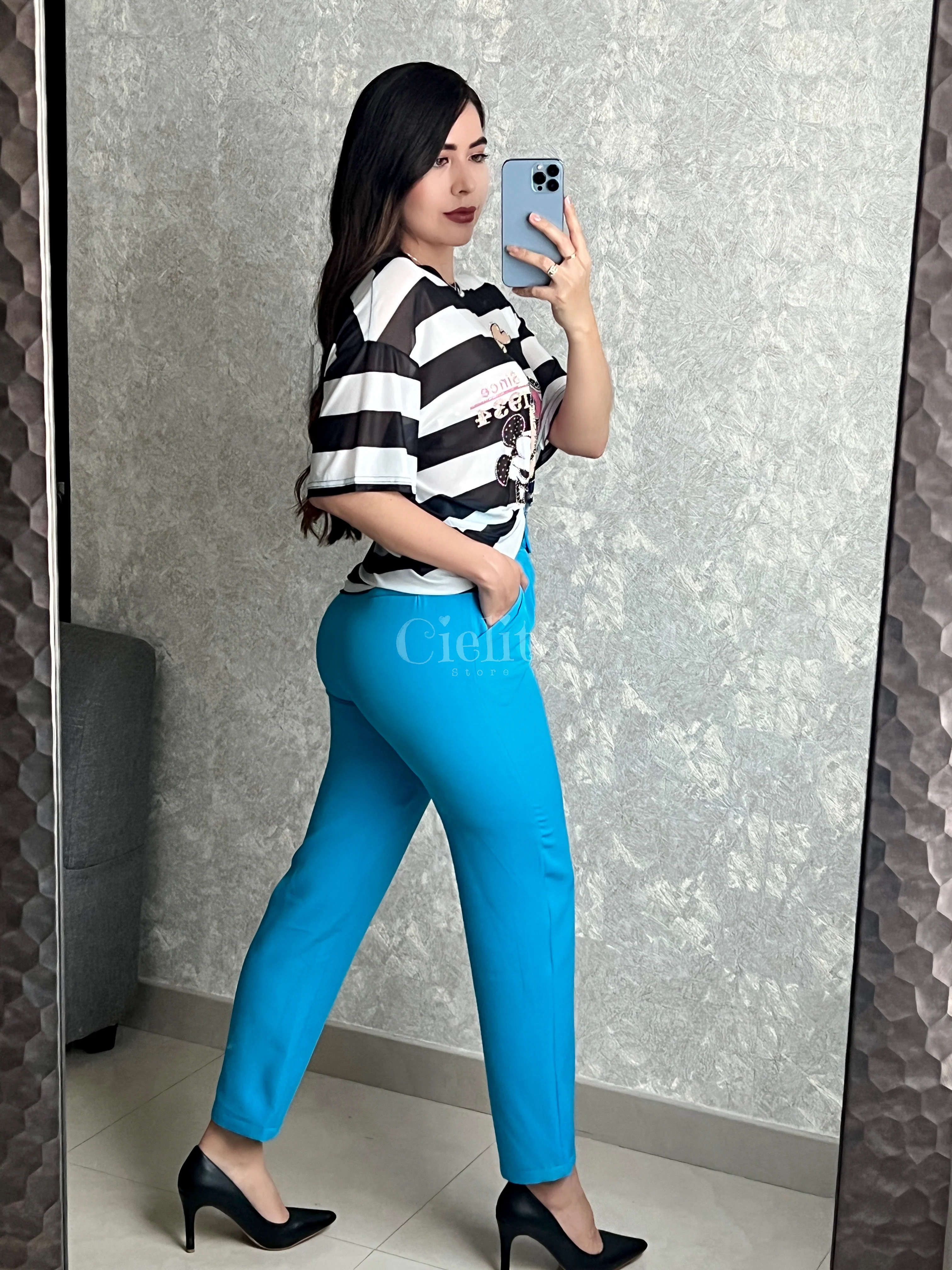 PANTALÓN AZUL CON CINTO - Image 6