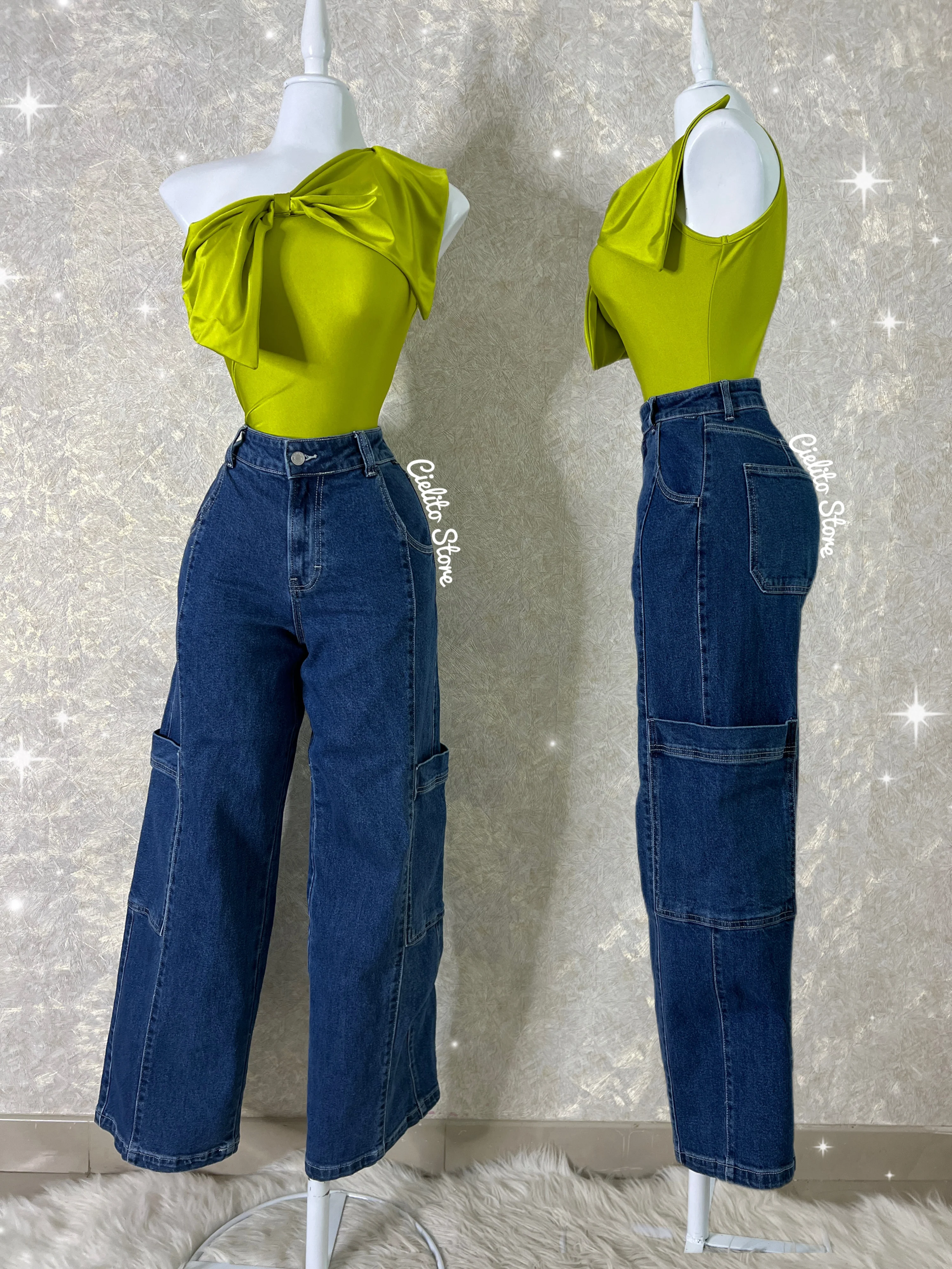 PANTALÓN CARGO MEZCLILLA CON BOLSAS