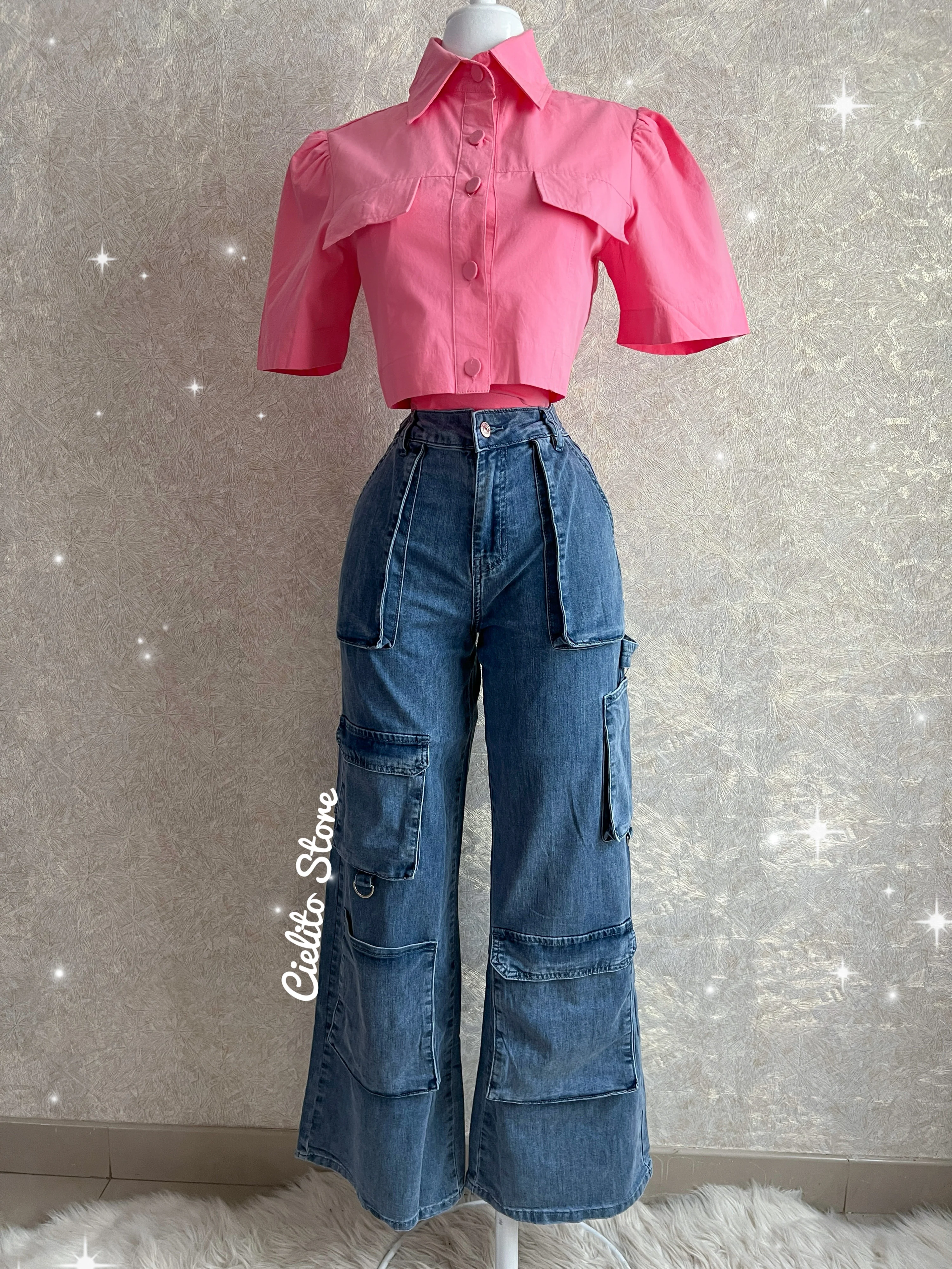 PANTALÓN CARGO MEZCLILLA - Image 2