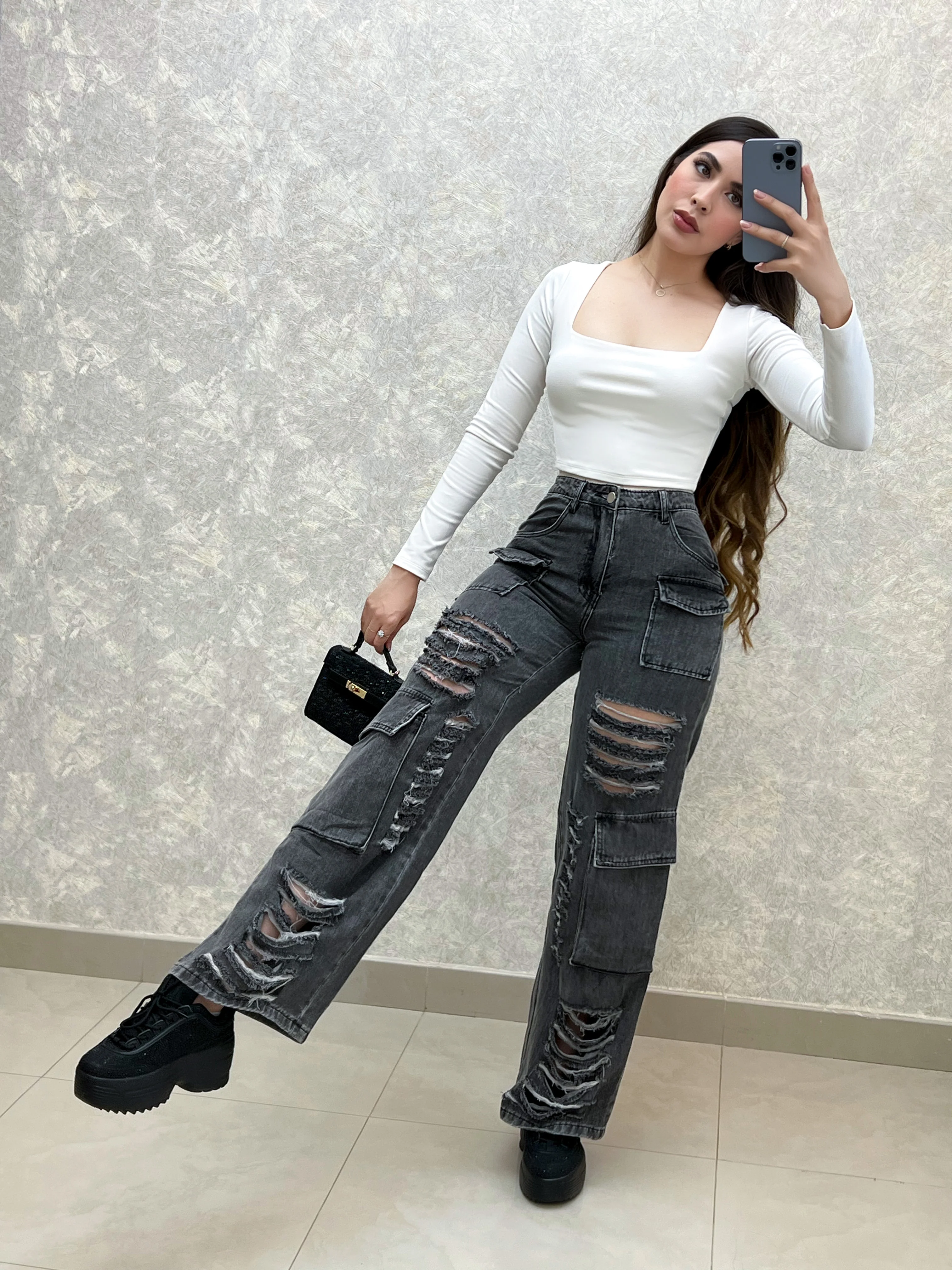 PANTALÓN DENIM NEGRO - Image 2