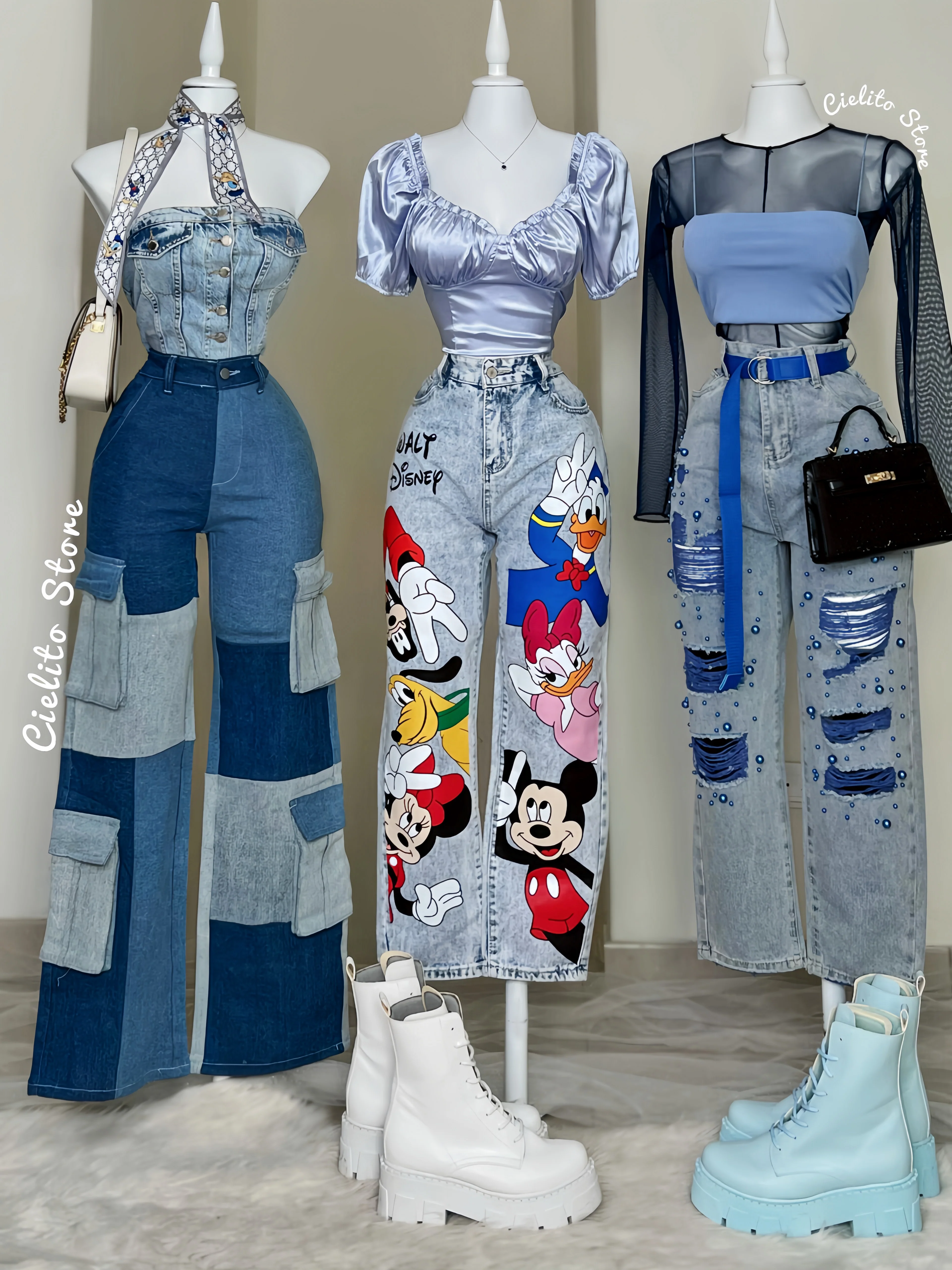 PANTALÓN DENIM PERLAS AZULES Y CINTURÓN - Image 8