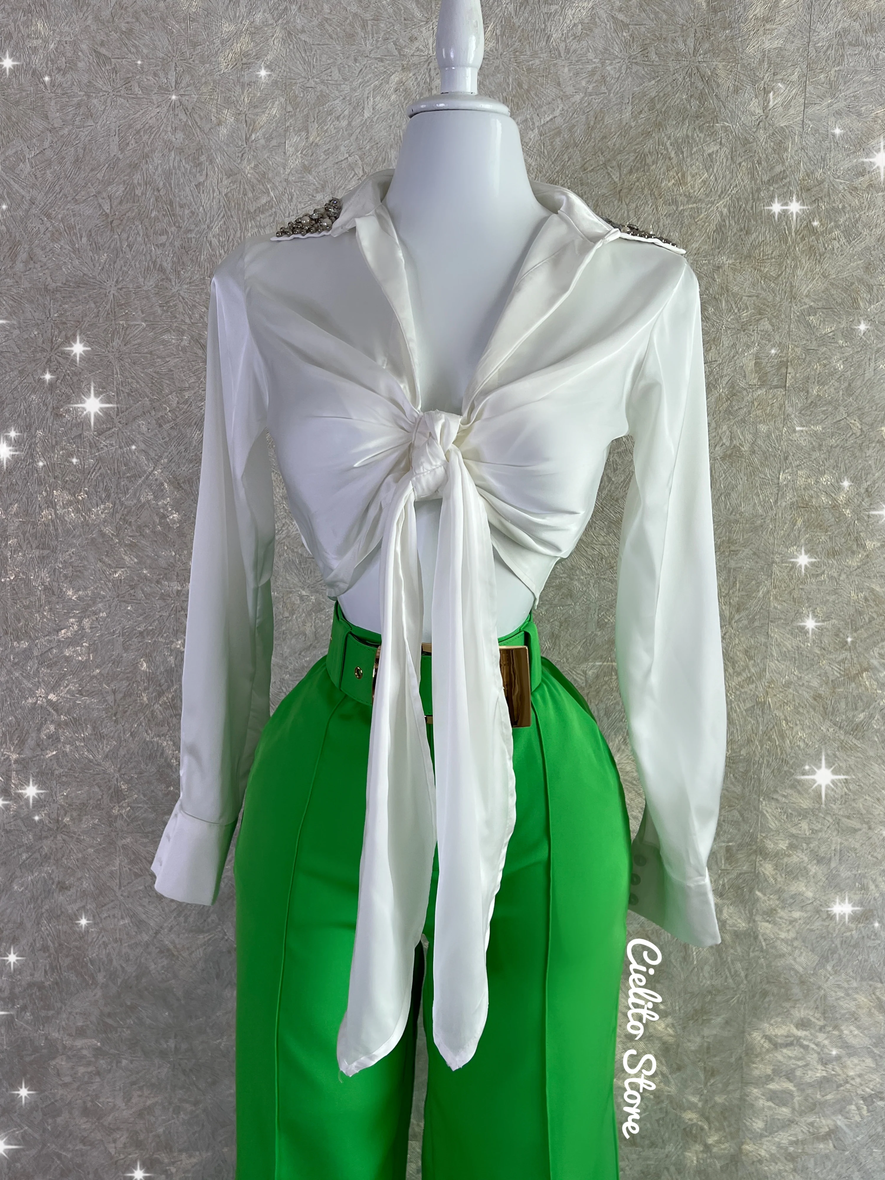 PANTALÓN VERDE CON CINTURON - Image 4