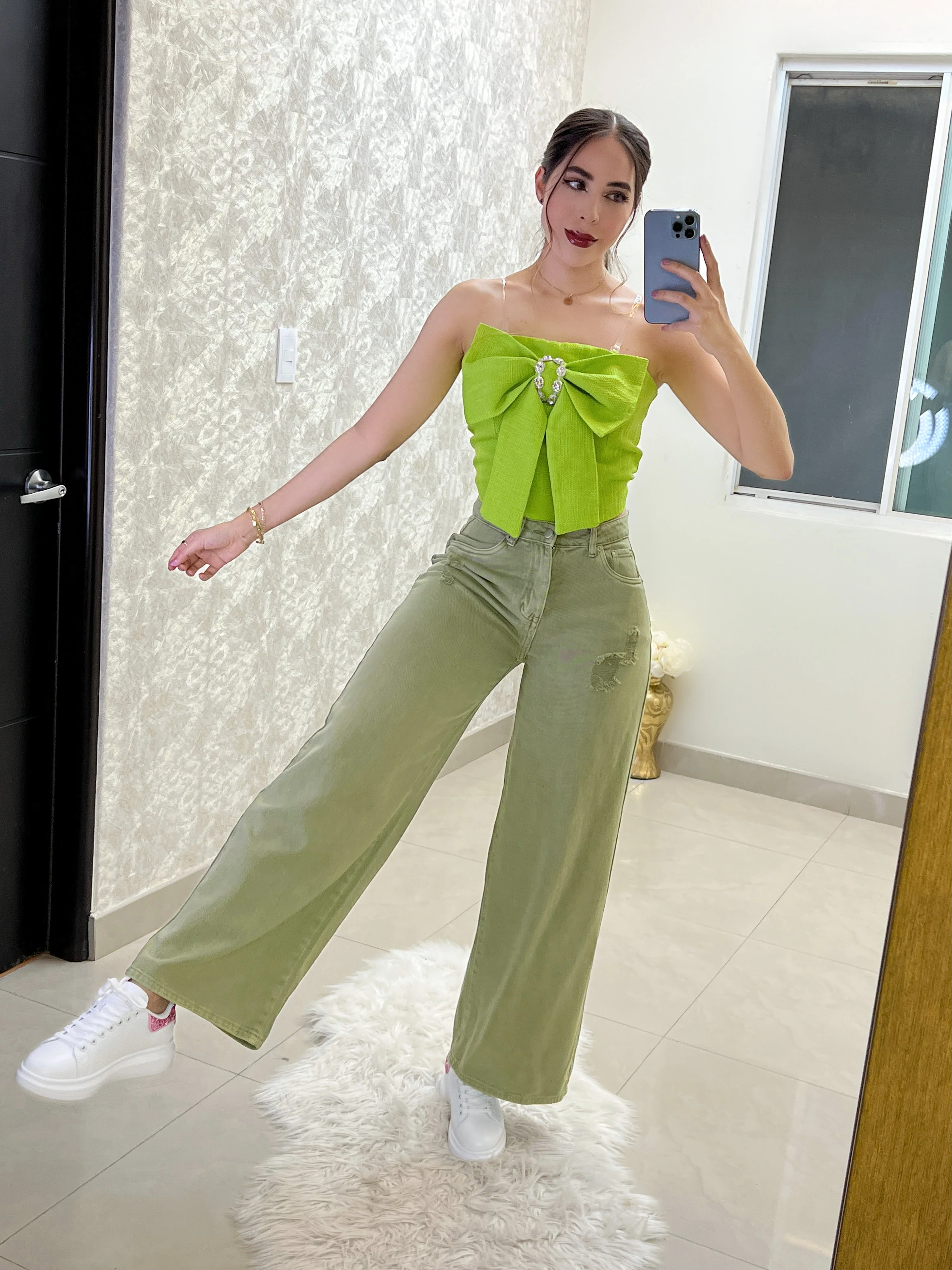 PANTALÓN WIDE LEG OLIVO - Image 3