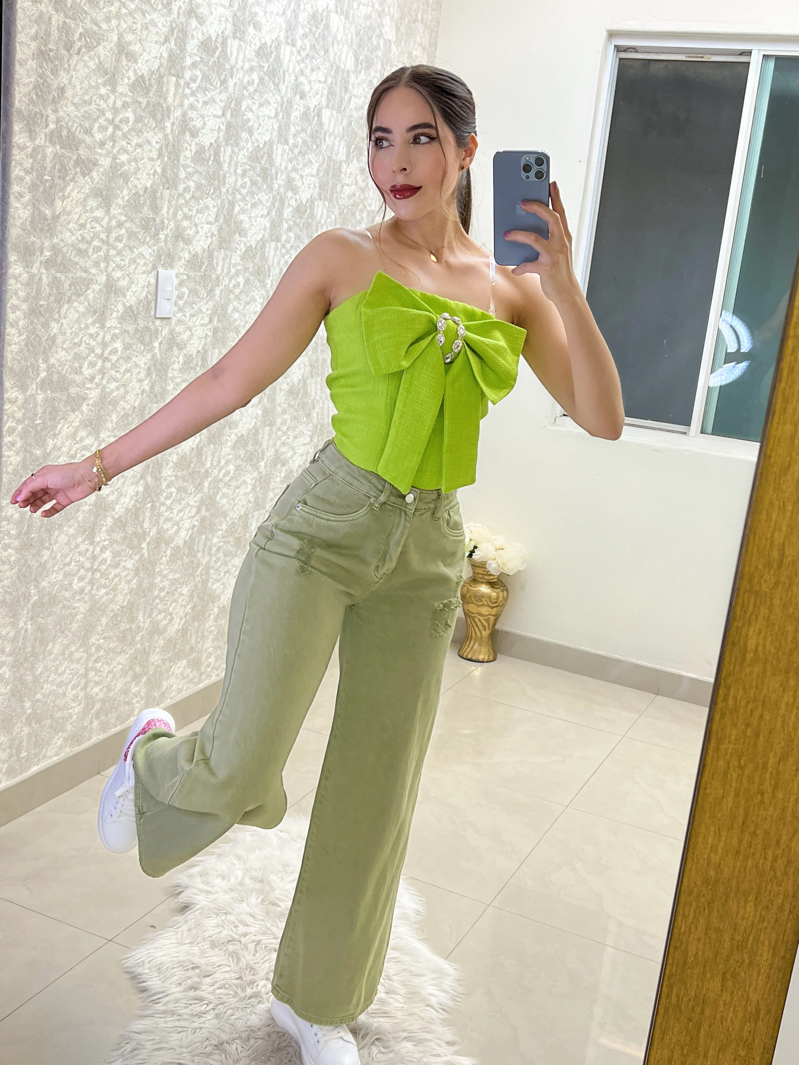 PANTALÓN WIDE LEG OLIVO - Image 4