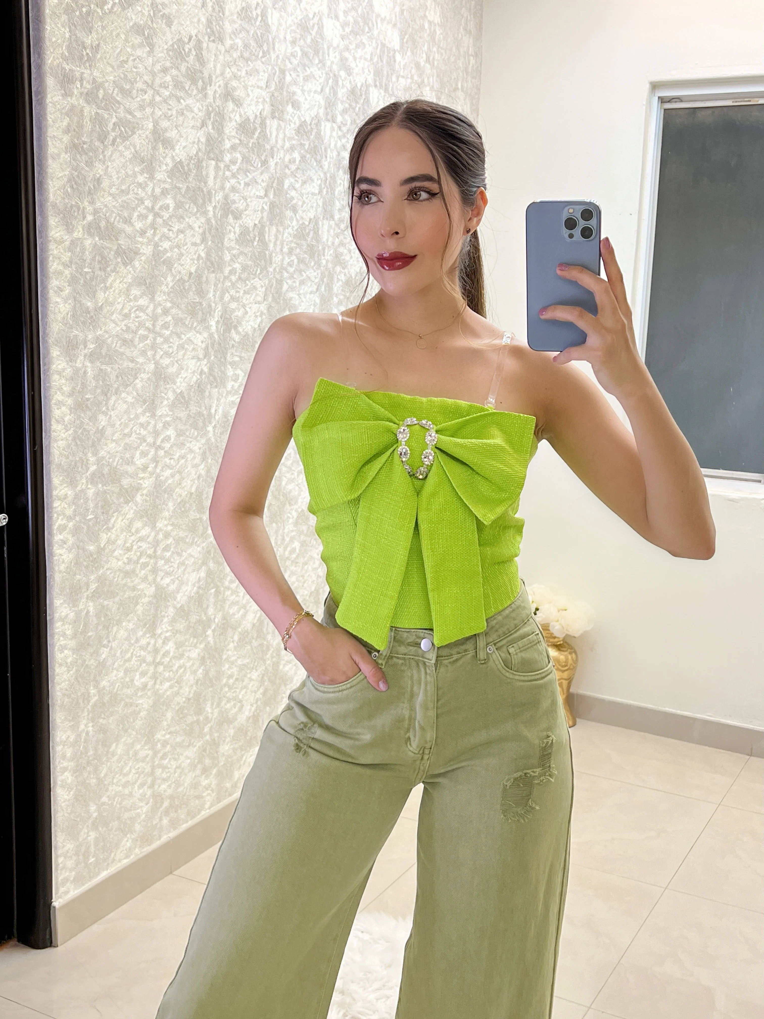 PANTALÓN WIDE LEG OLIVO - Image 6