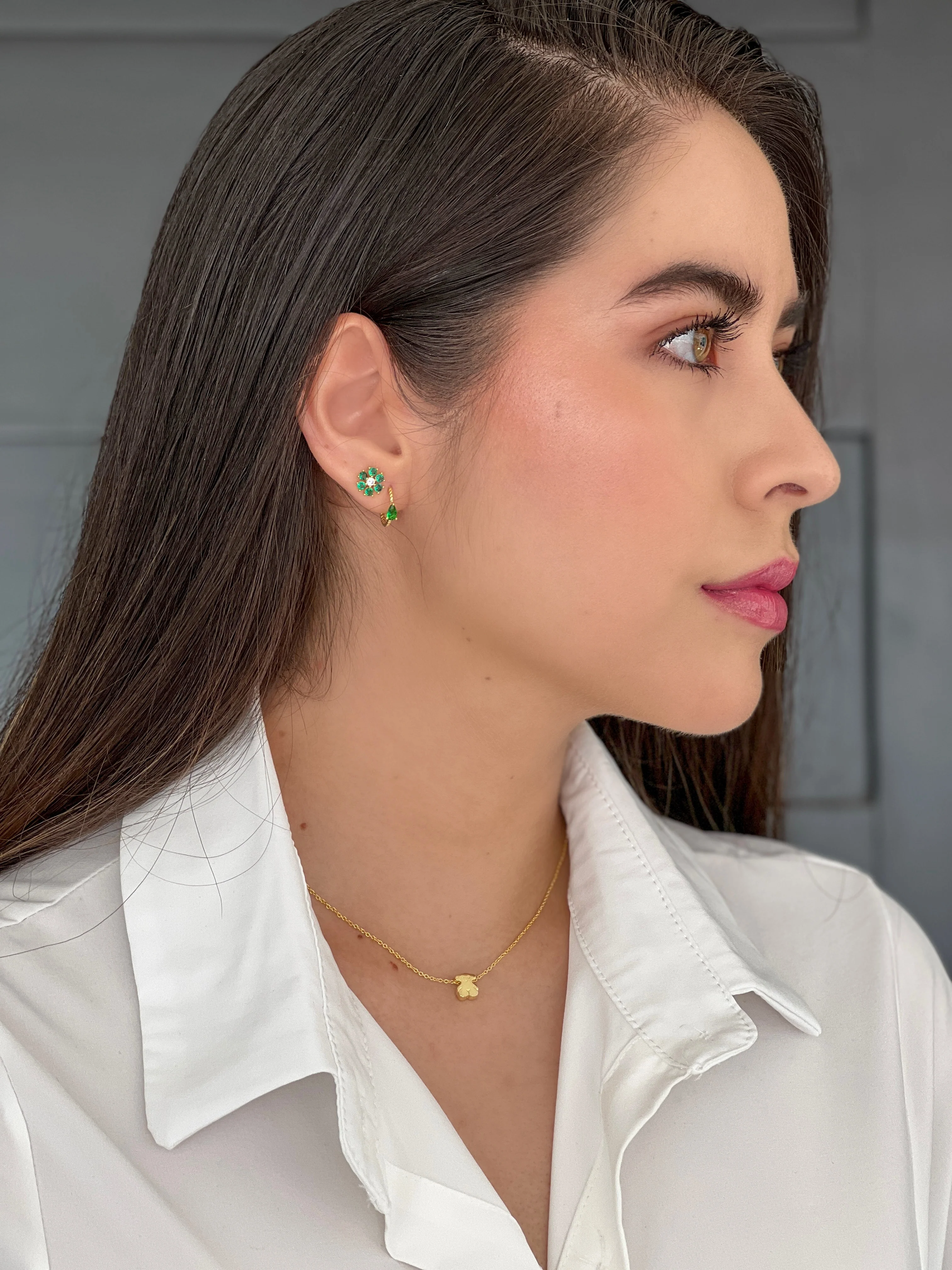 Set de piercing con piedra verde - Image 3