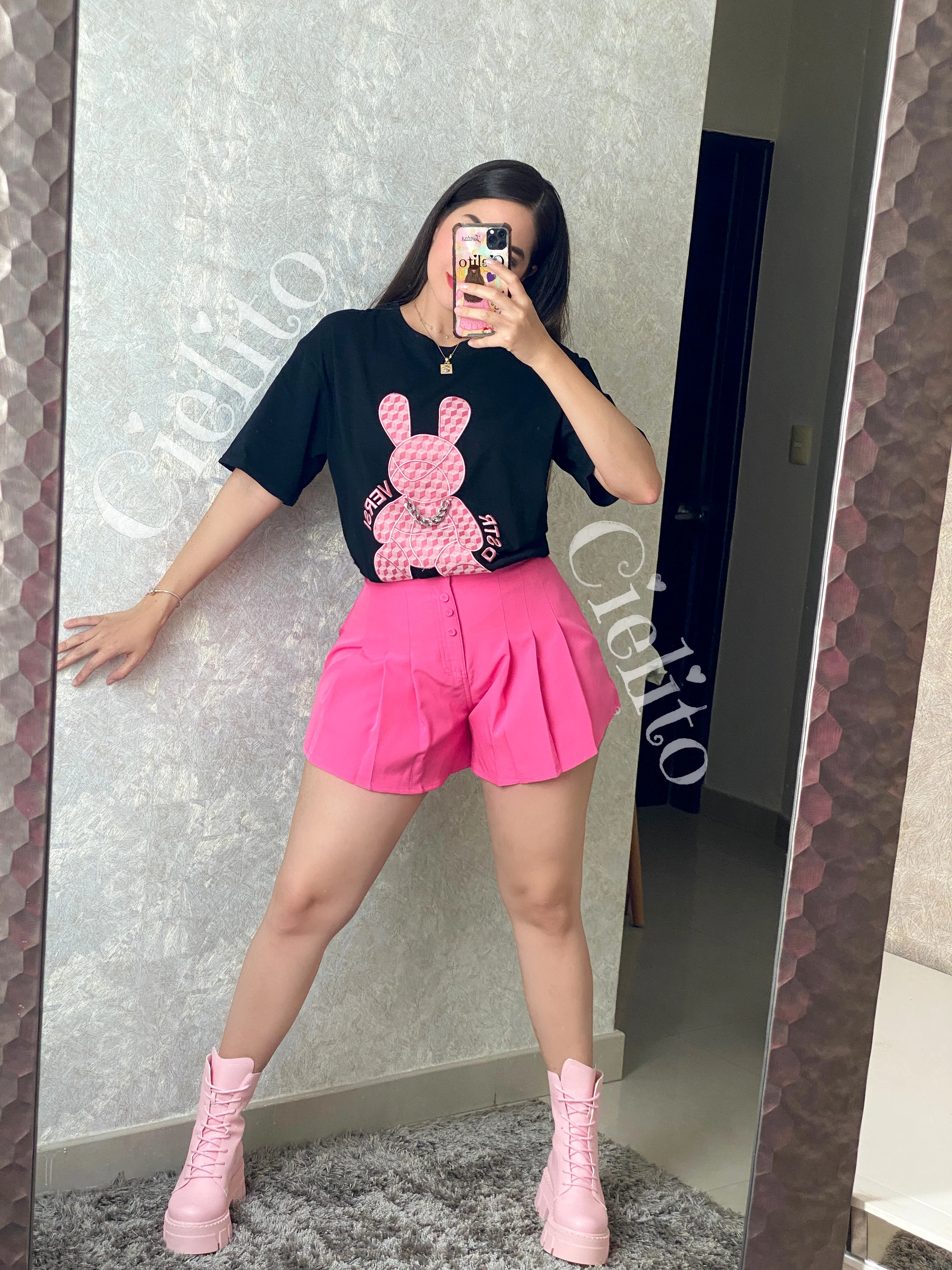 Short plisado rosa - Image 3