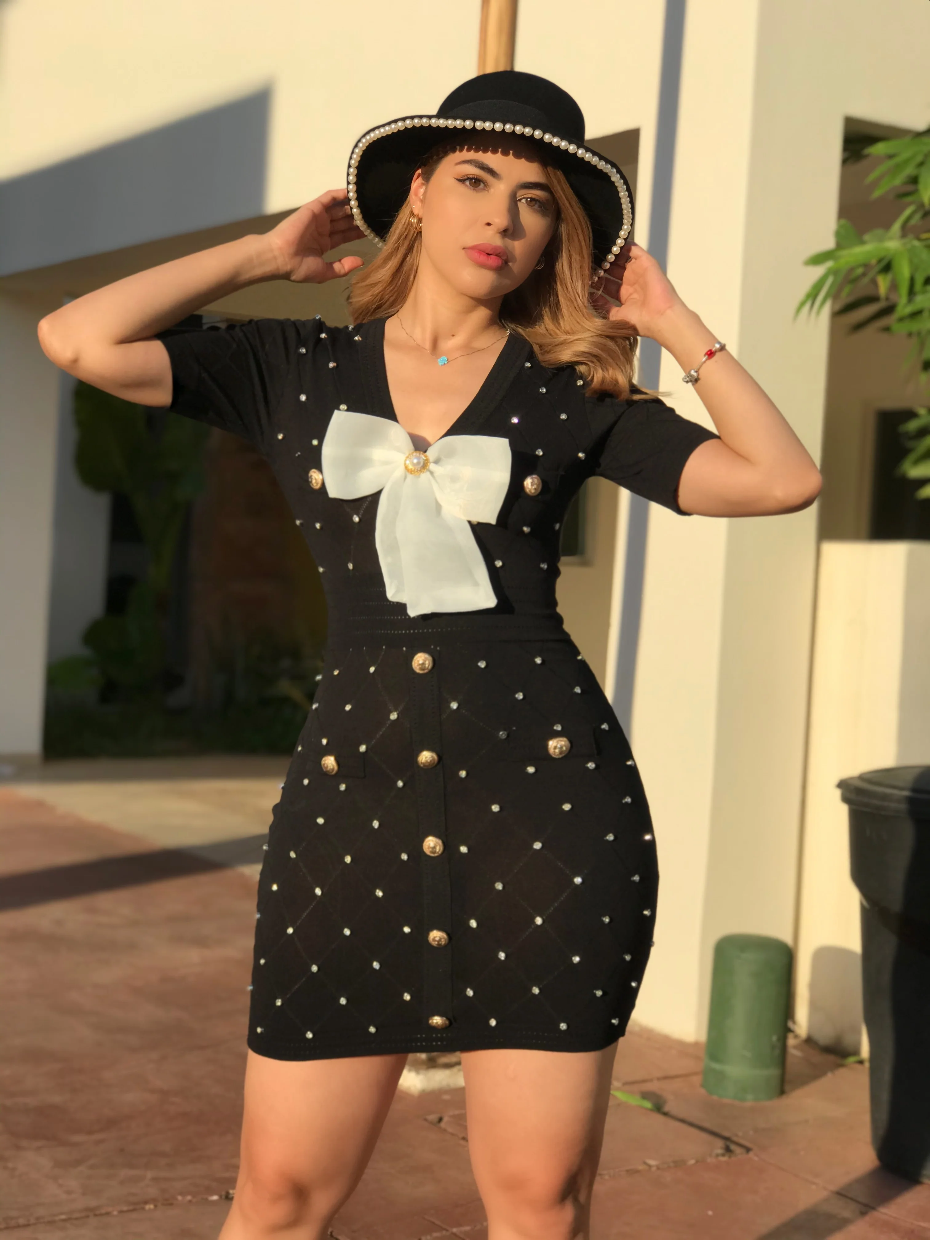 Sombrero negro con Perlas - Image 6