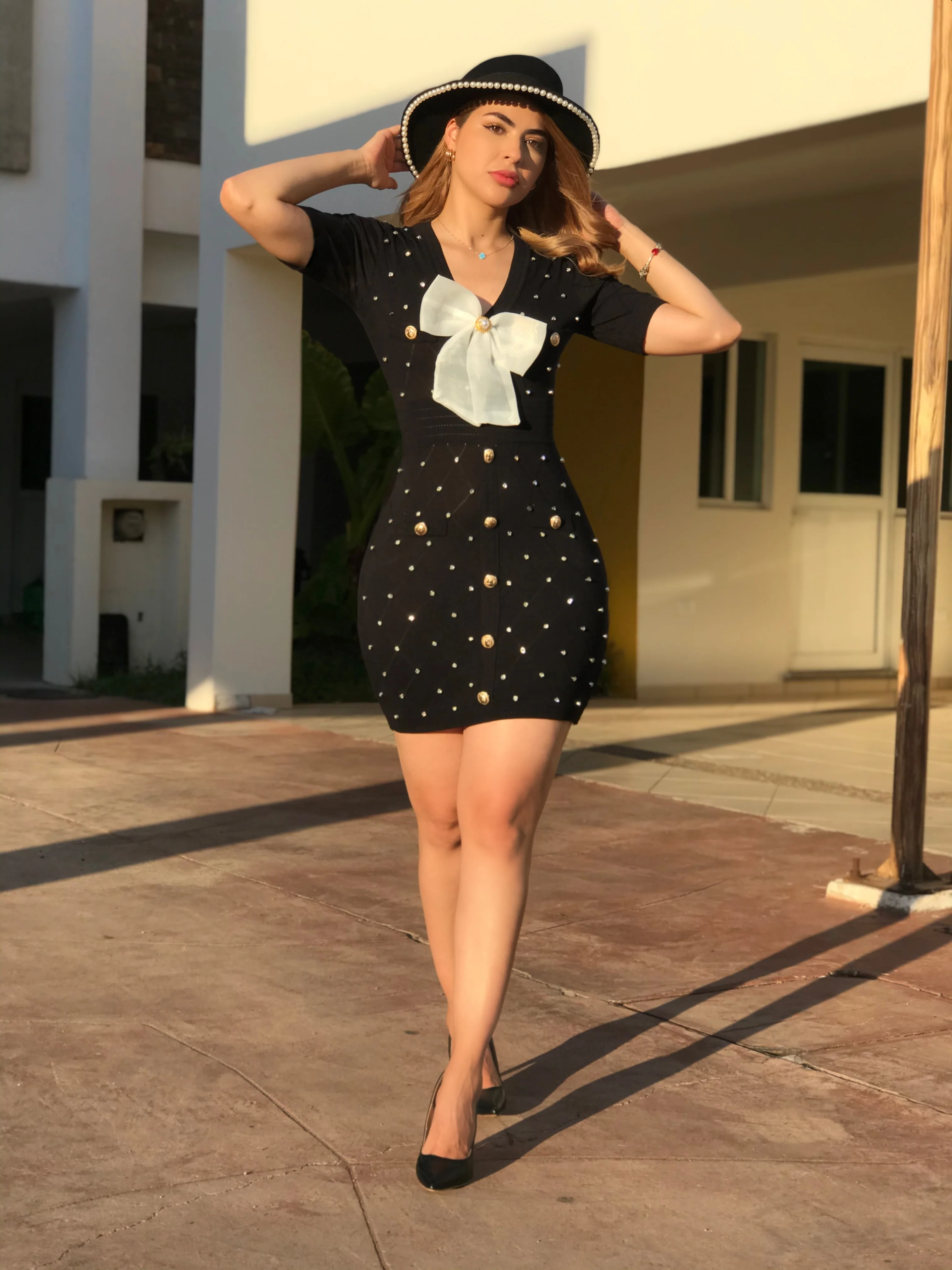 Sombrero negro con Perlas - Image 7