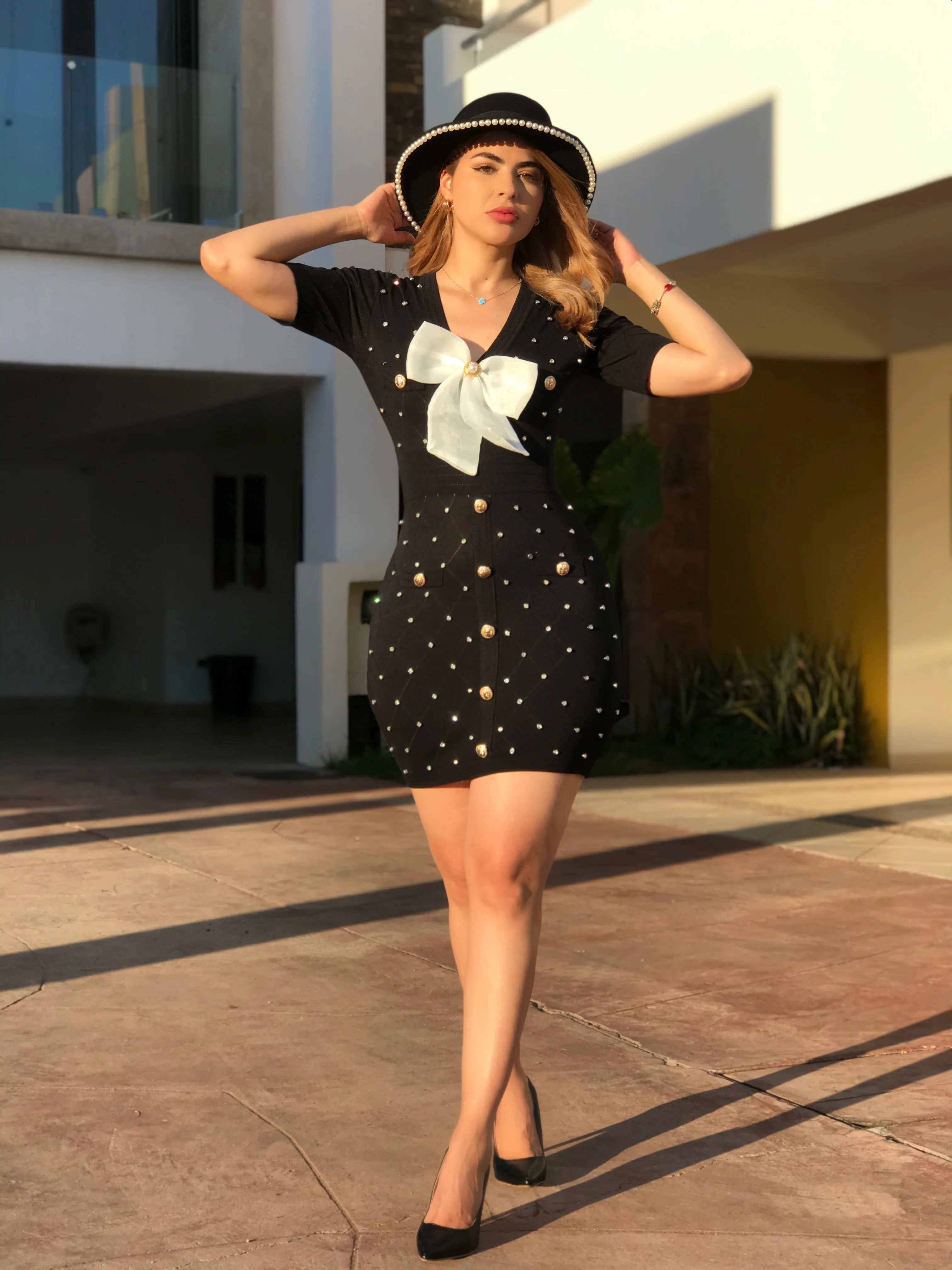 Sombrero negro con Perlas - Image 9