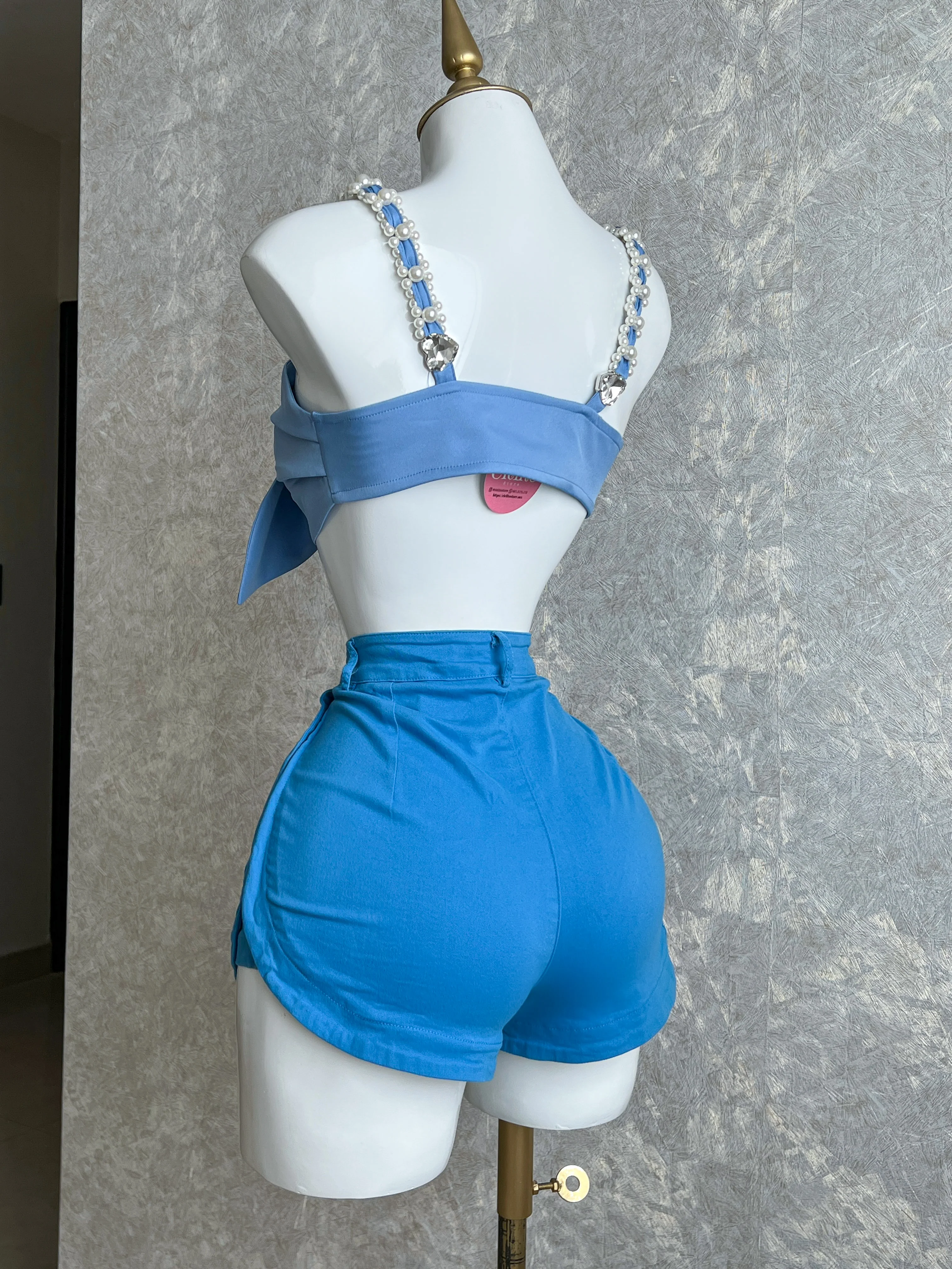 TOP AZUL CON PERLA Y PEDRERÍA - Image 4