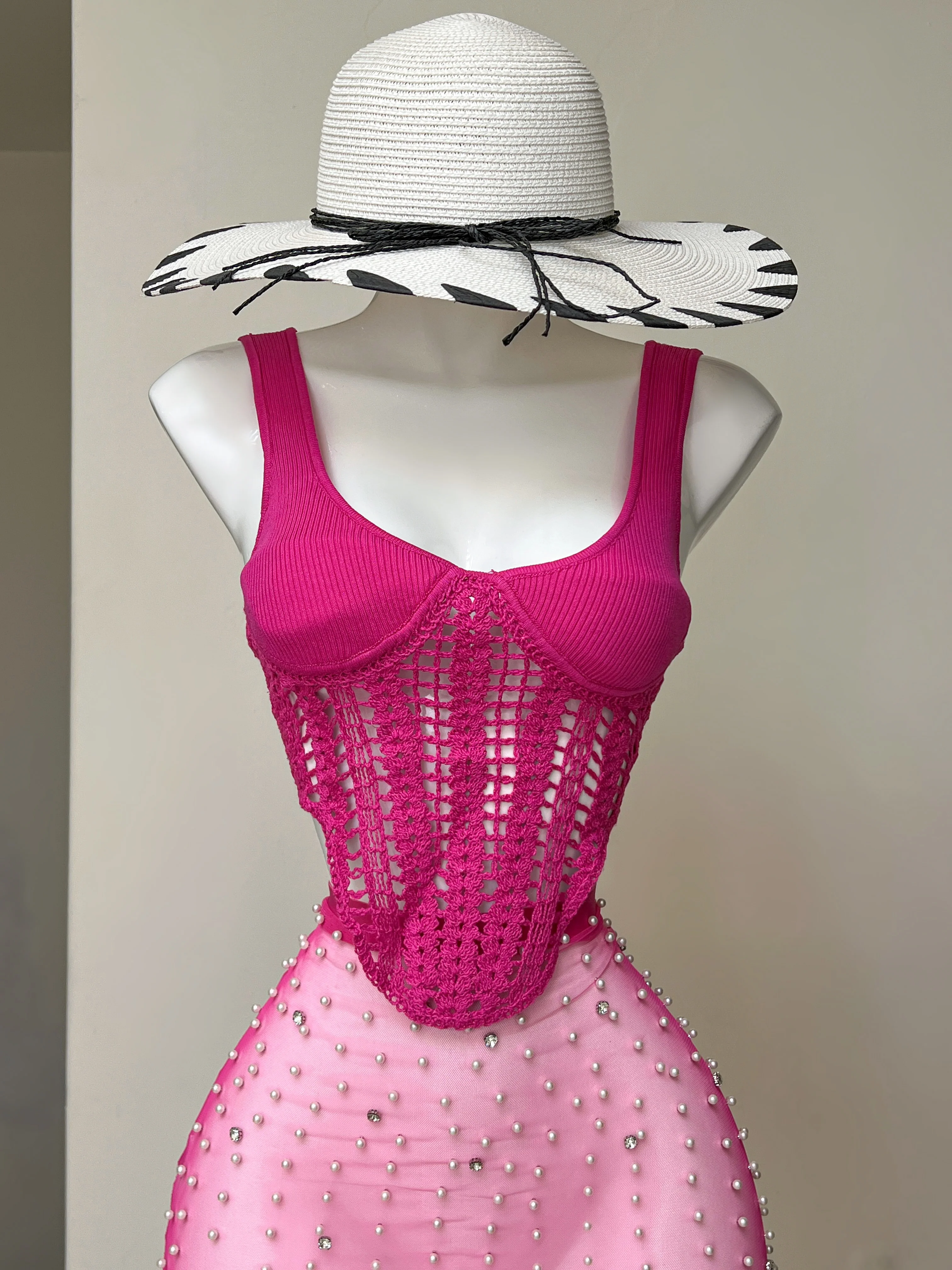 TOP ROSA TEJIDO