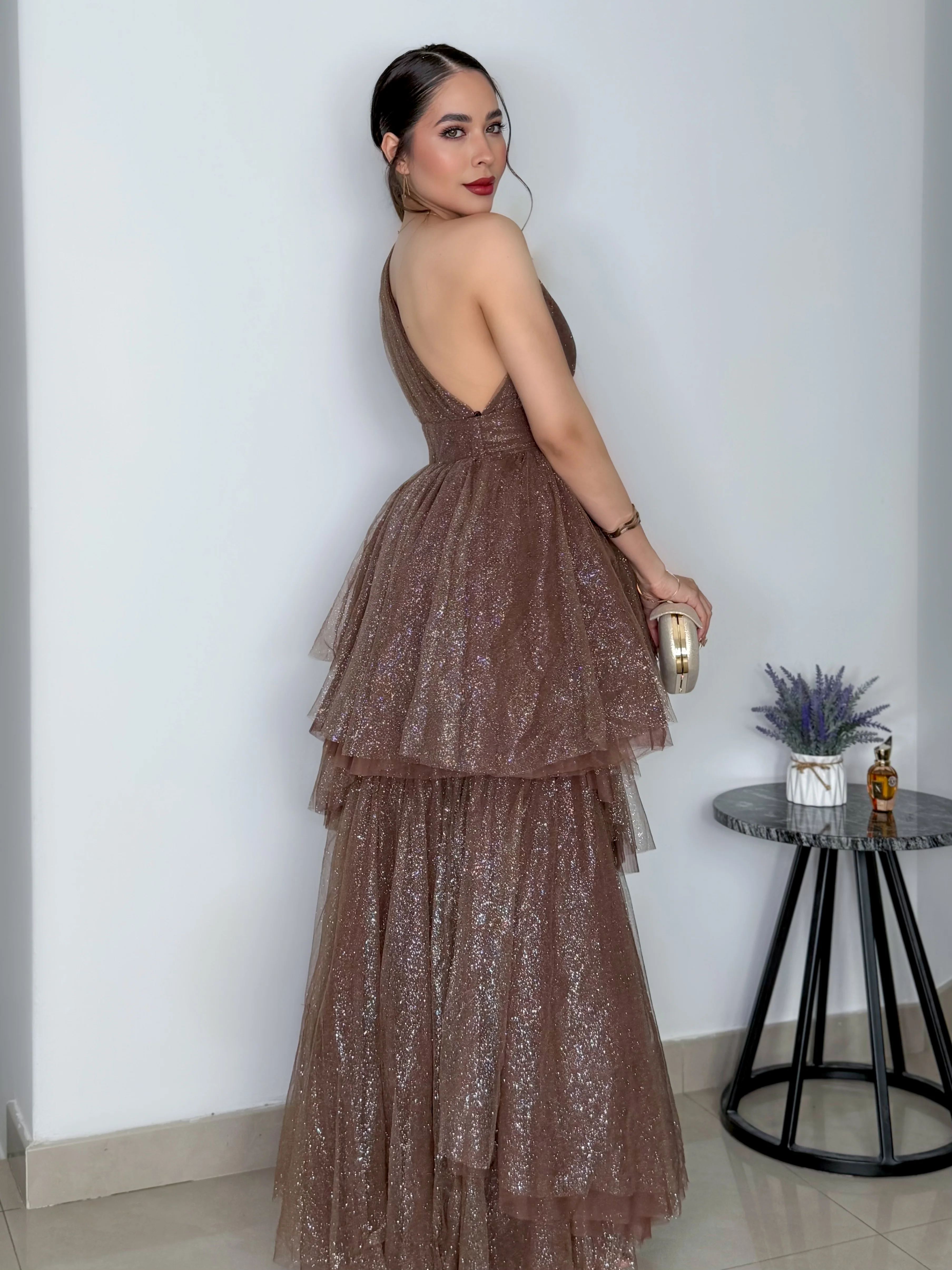 VESTIDO ADRI CAFE BRILLANTE - Image 3