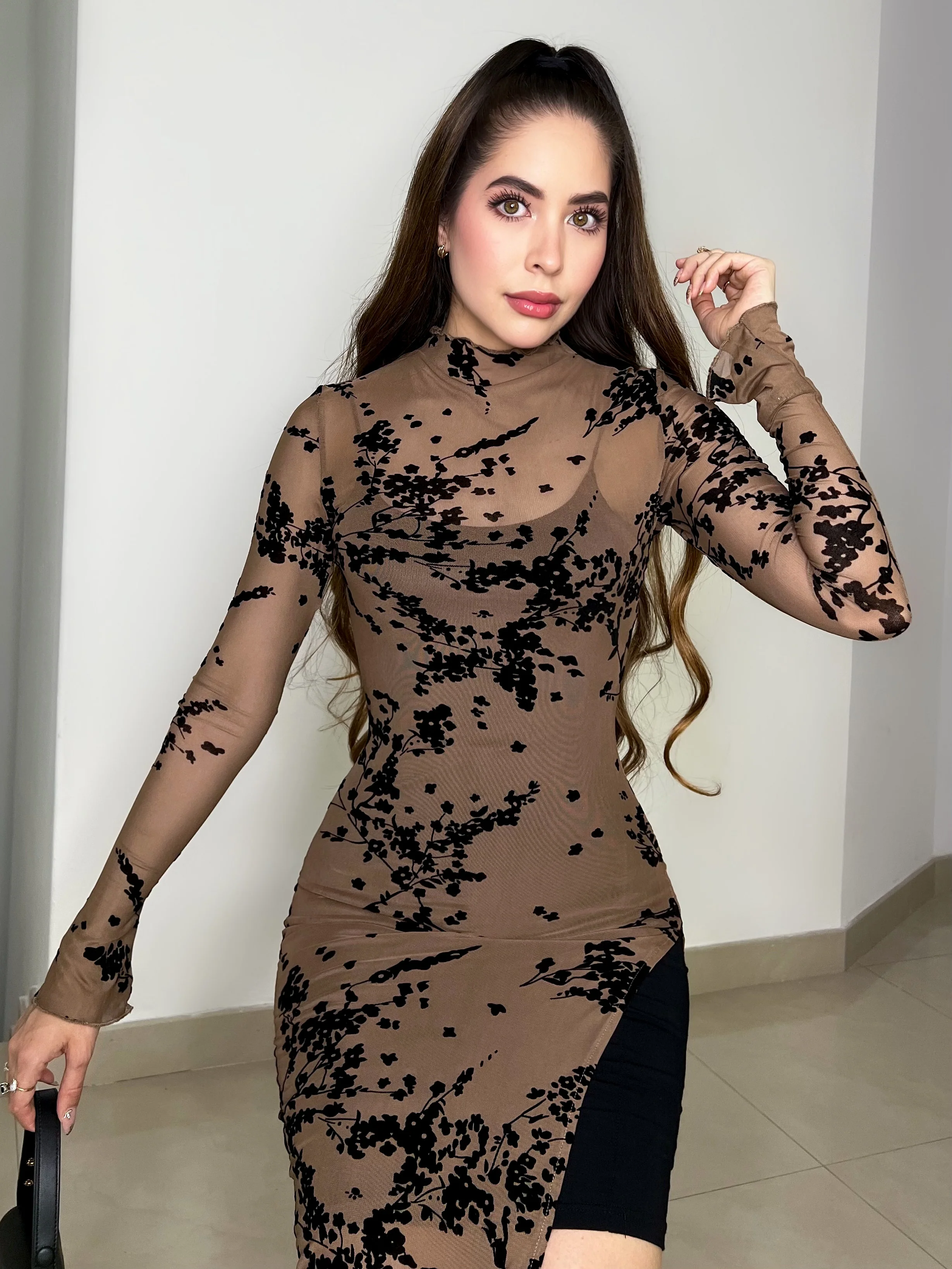 VESTIDO MESH CARAMELO(SIN FORRO) - Image 3