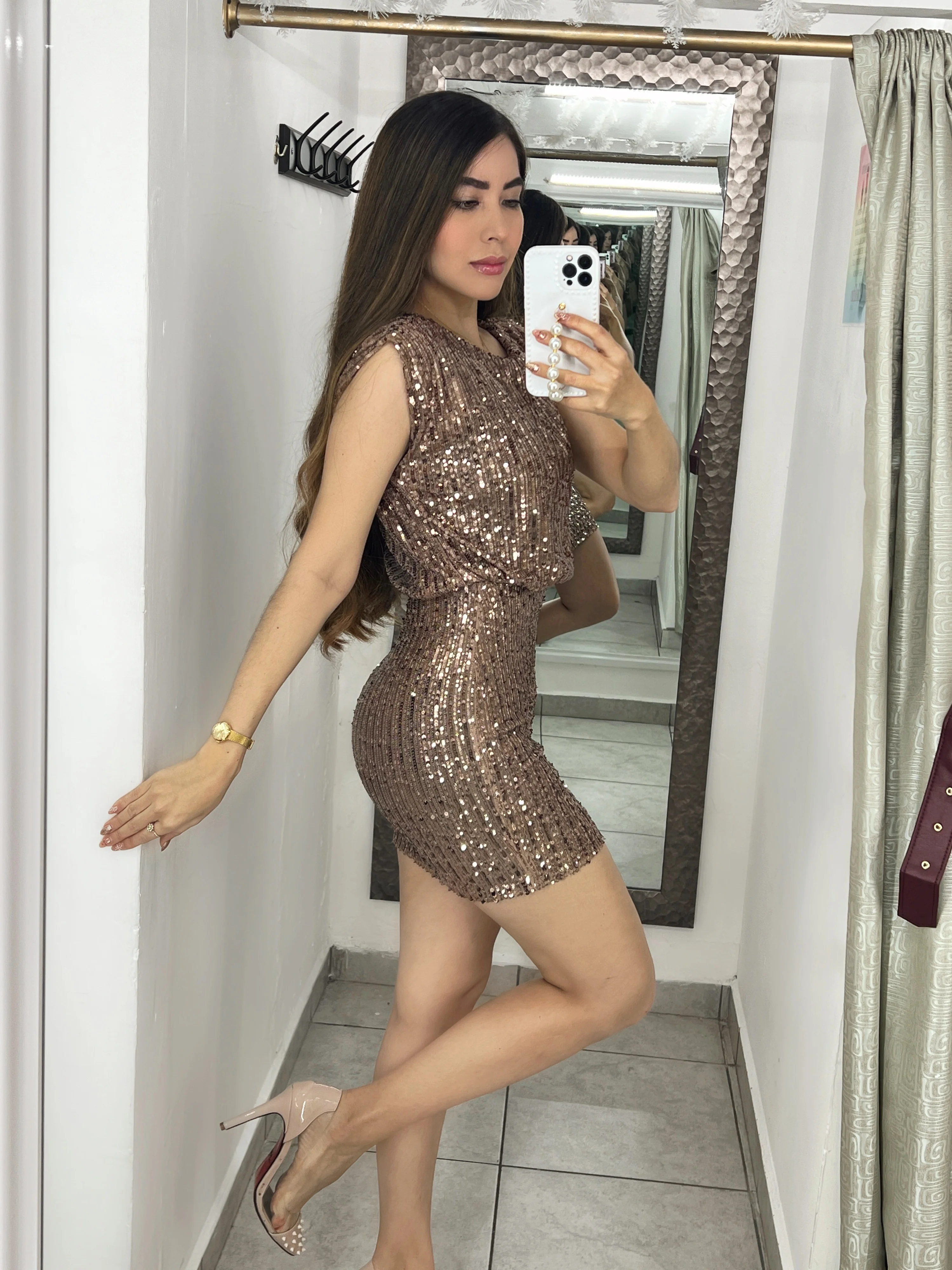 VESTIDO CAPUCHINO LENTEJUELA - Image 2