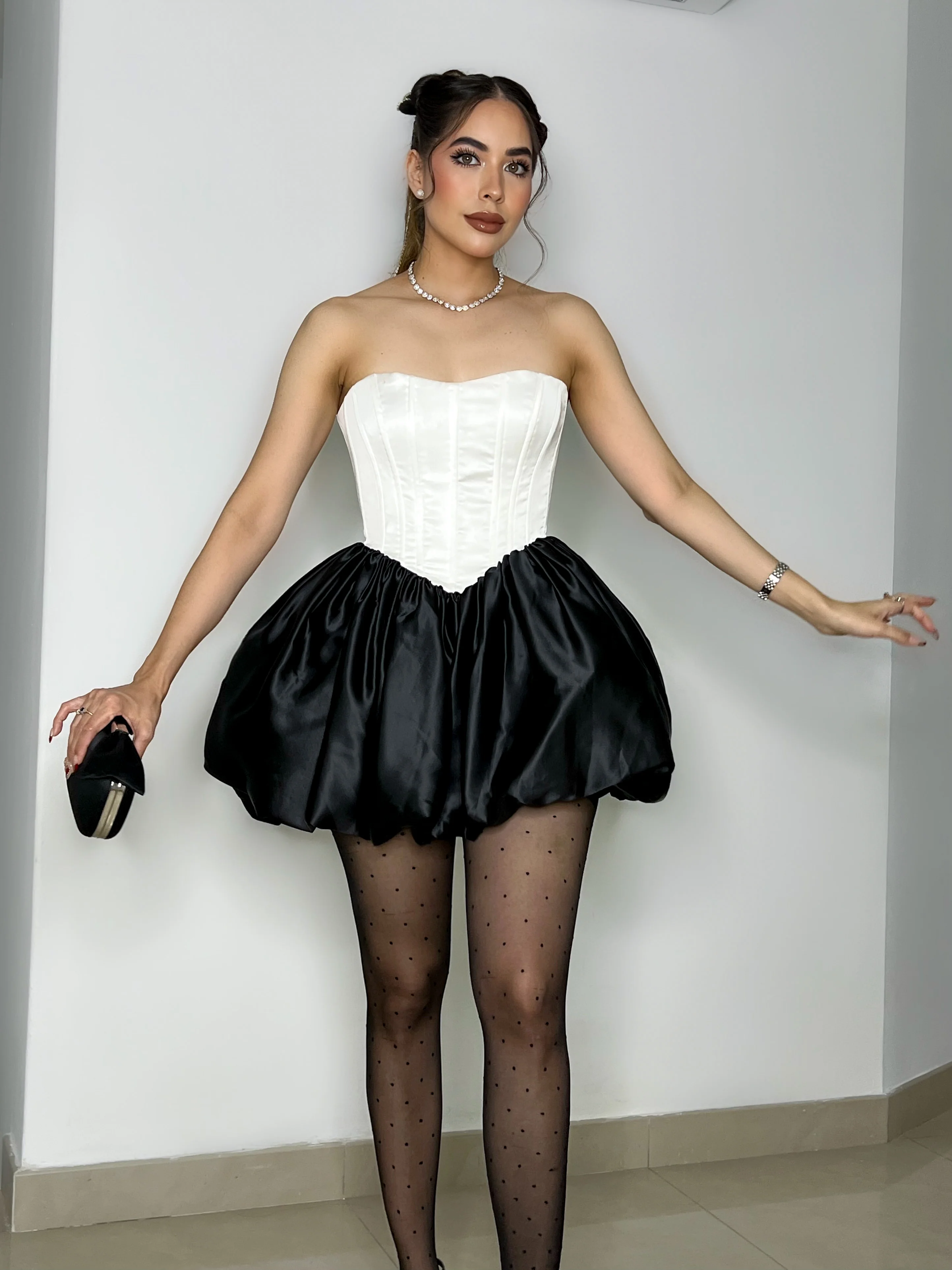 VESTIDO FATIMA BLANCO CON NEGRO - Image 2